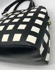 Kate Spade Black And White Canvas Checkered Grove Street Domed Satchel Bag