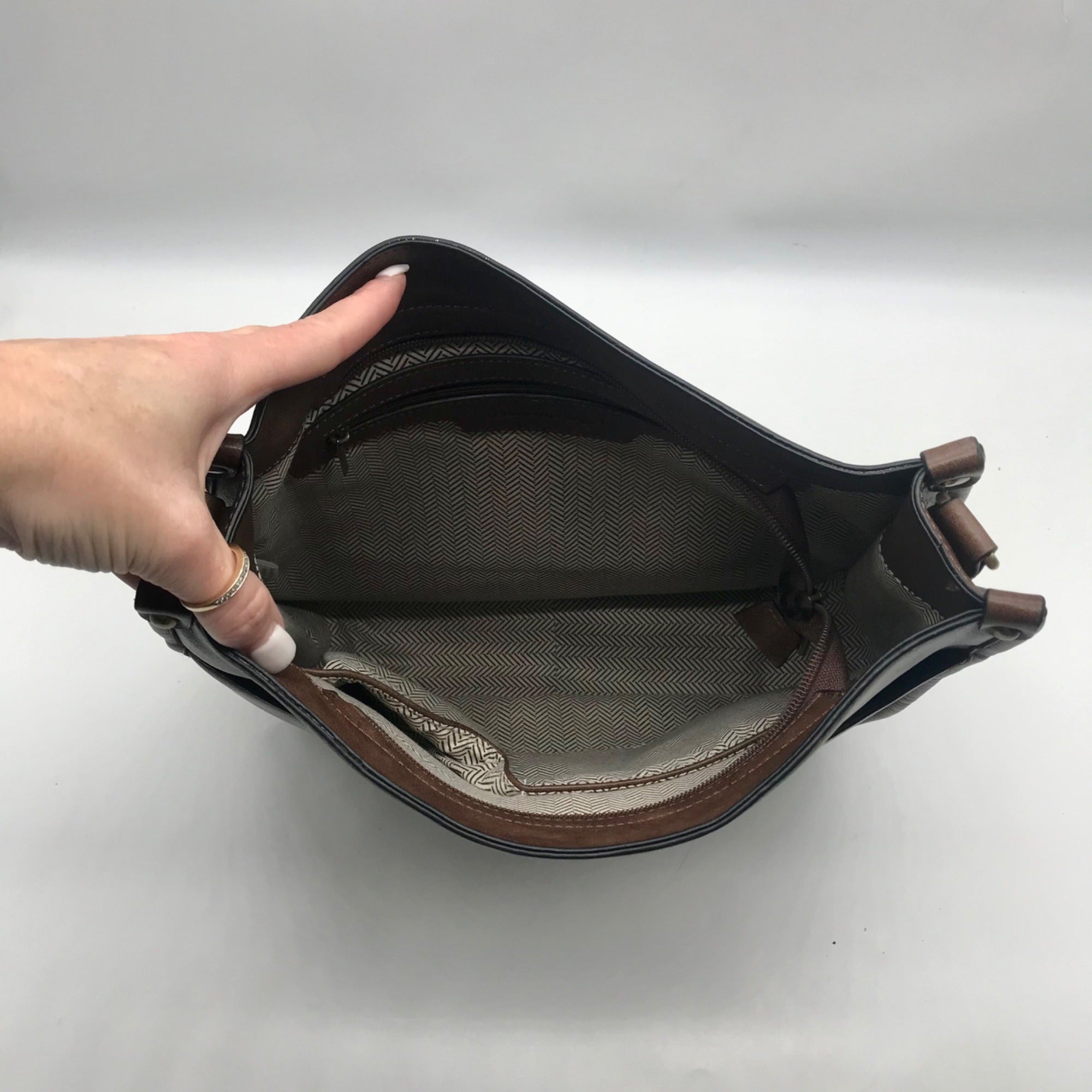 Charleston Brown Faux Leather Crossbody Bag
