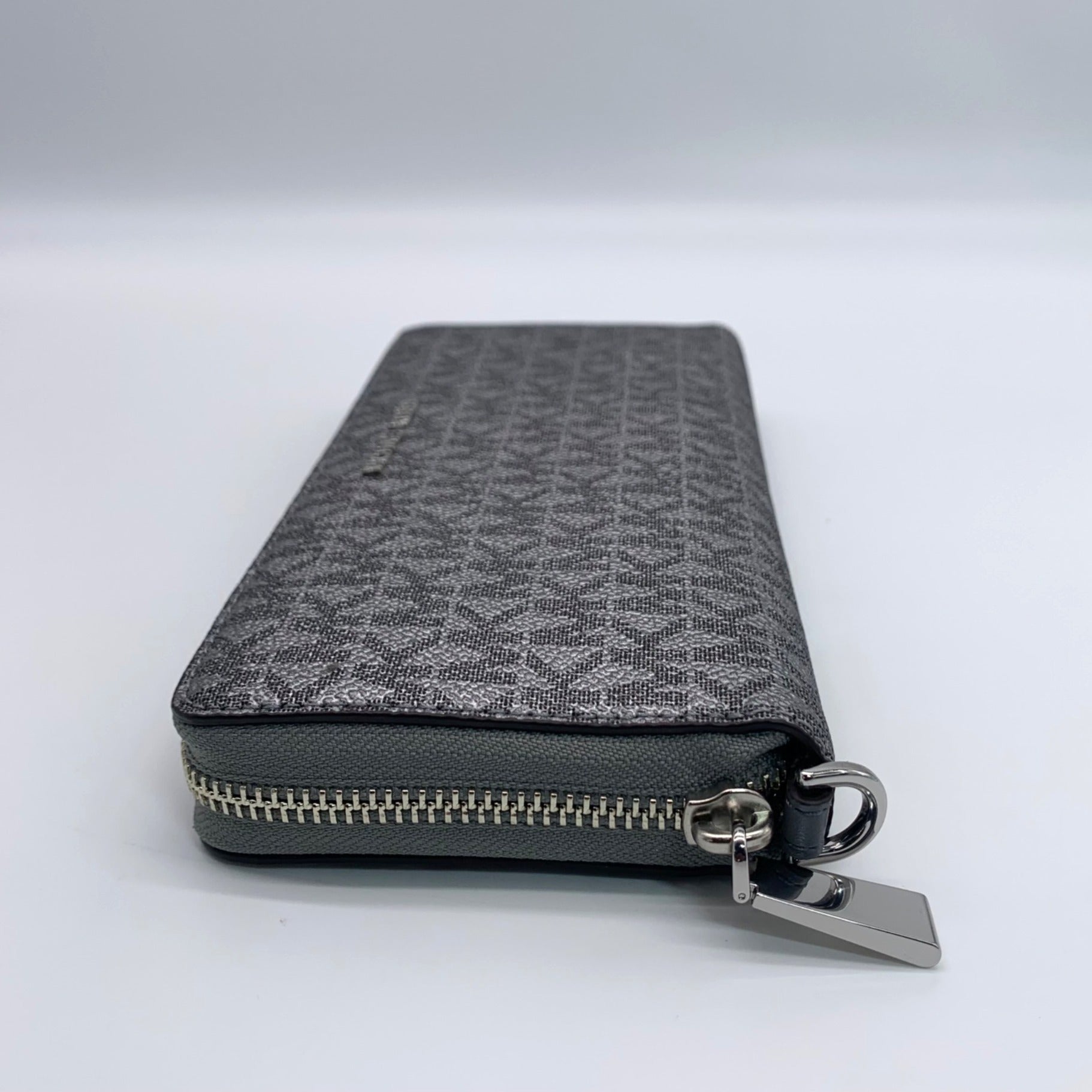 Michael Kors Dark Silver Monogram Jet Set Wristlet