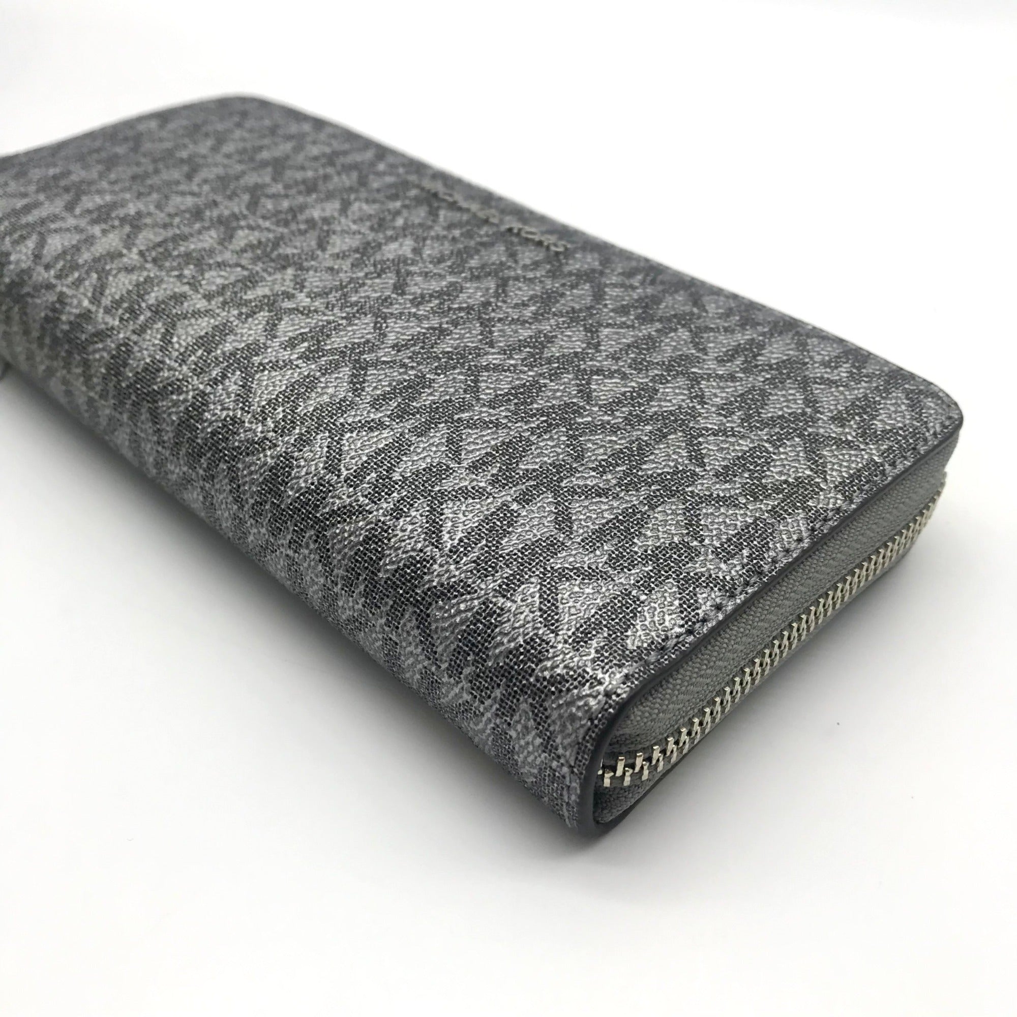 Michael Kors Dark Silver Monogram Jet Set Wristlet