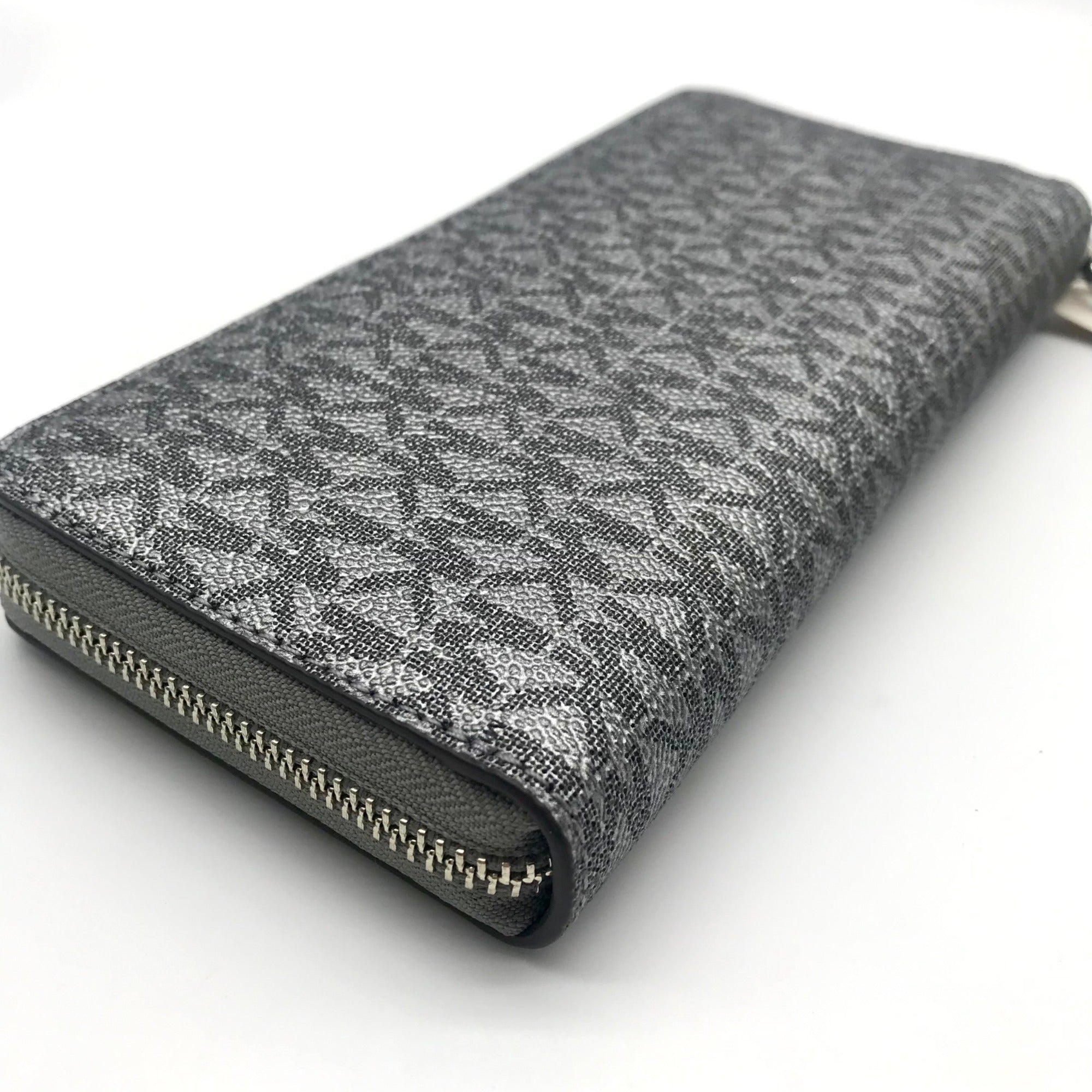 Michael Kors Dark Silver Monogram Jet Set Wristlet