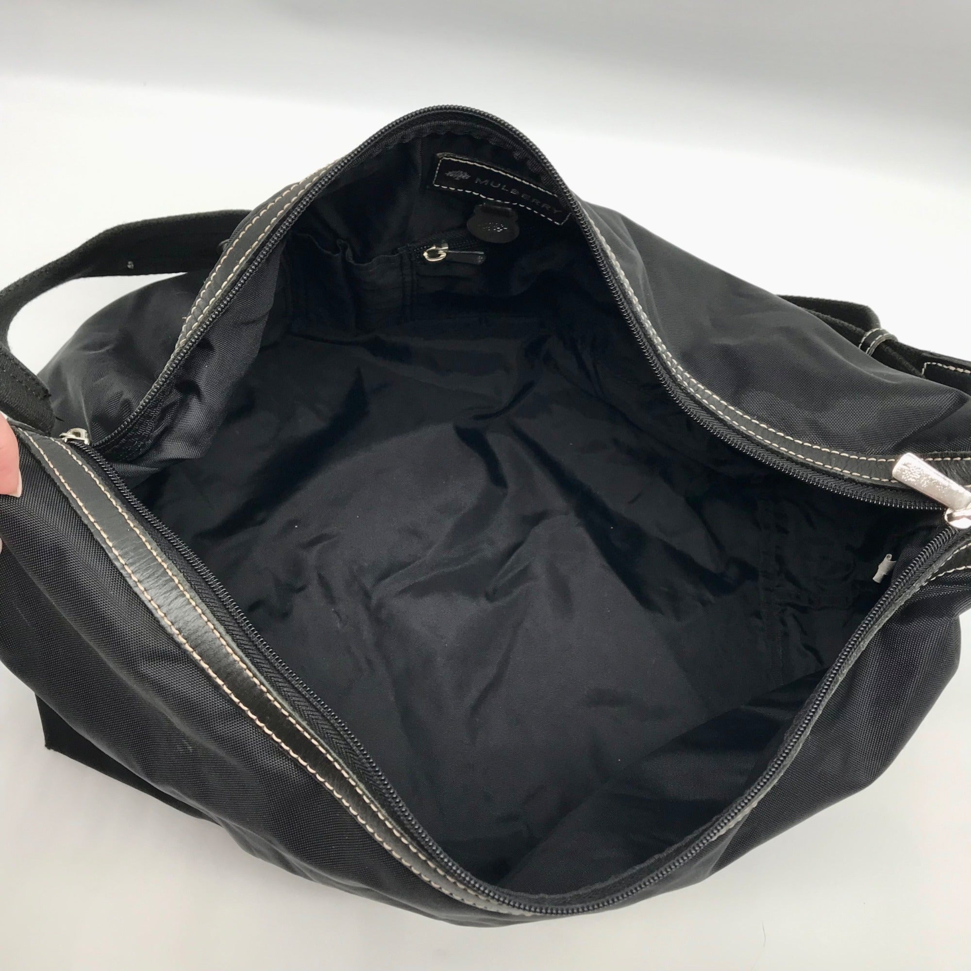 Mulberry Black Nylon Crossbody Messenger Bag 010090C