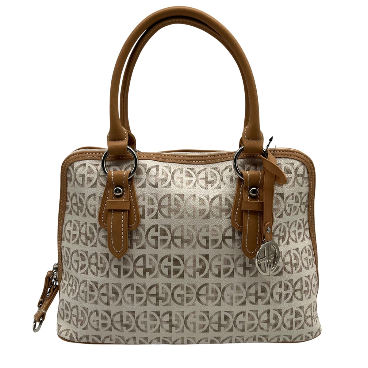 Giani Bernini Block Beige Faux Leather Signature Dome Satchel
