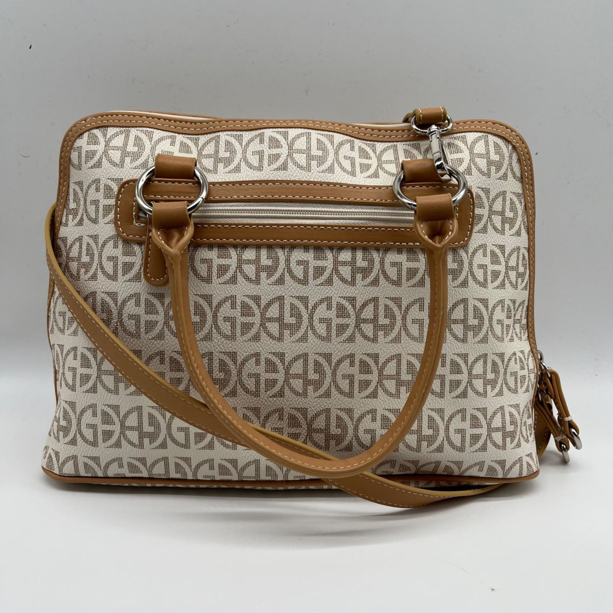Giani Bernini Block Beige Faux Leather Signature Dome Satchel