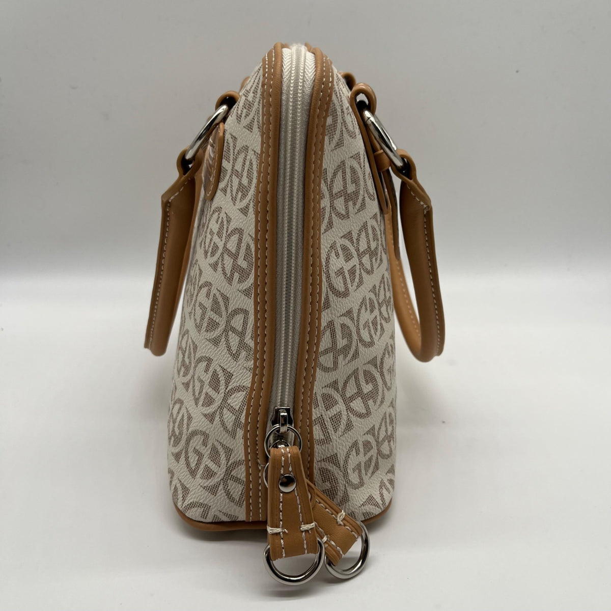Giani Bernini Block Beige Faux Leather Signature Dome Satchel