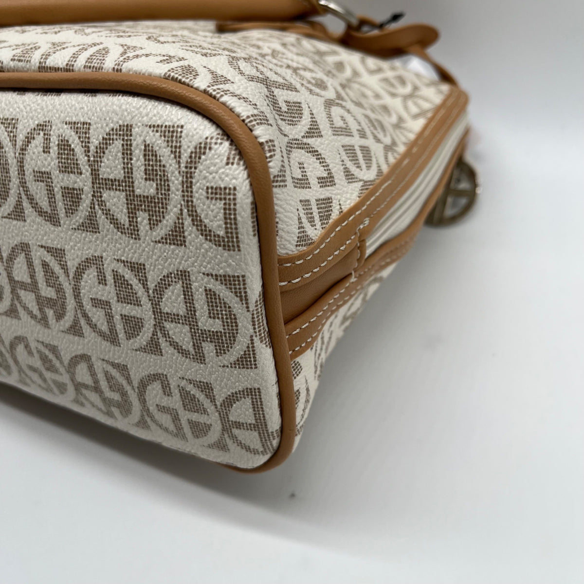 Giani Bernini Block Beige Faux Leather Signature Dome Satchel