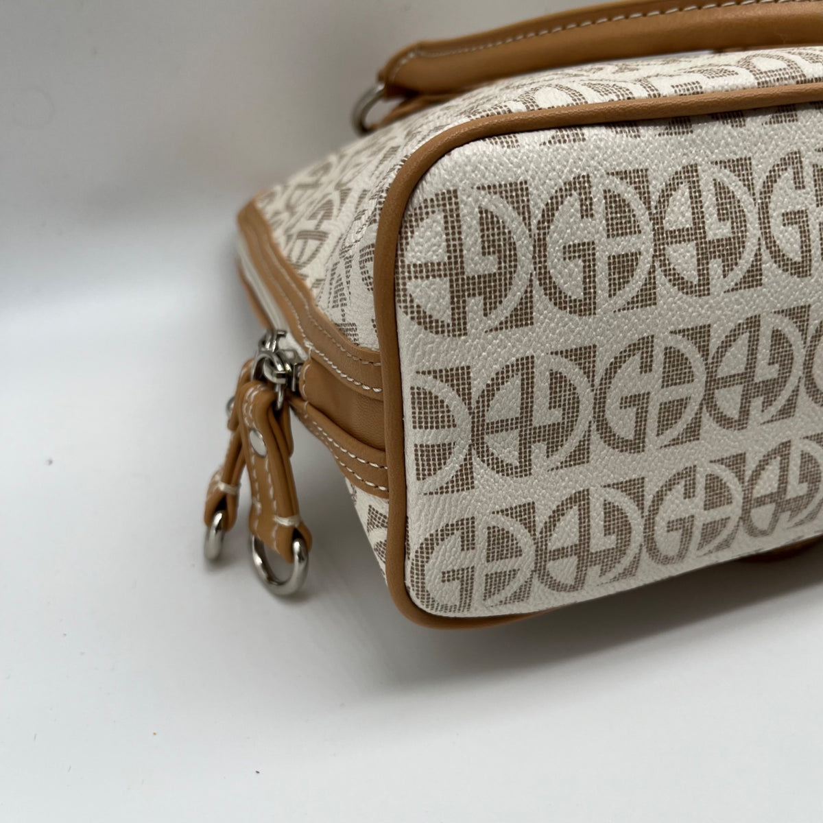 Giani Bernini Block Beige Faux Leather Signature Dome Satchel