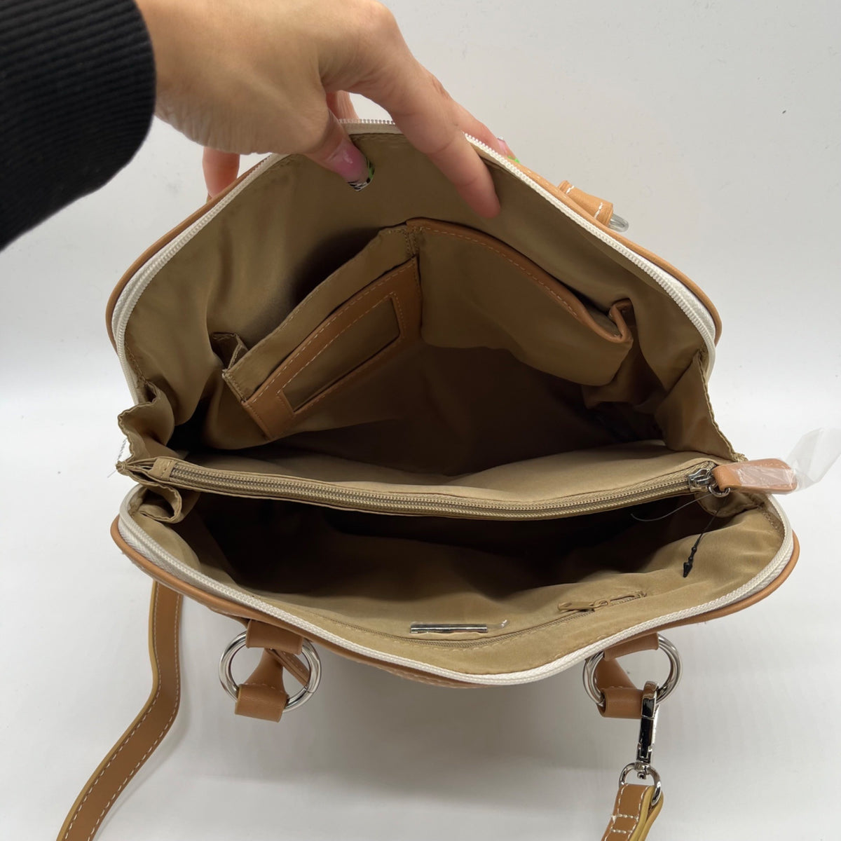 Giani Bernini Block Beige Faux Leather Signature Dome Satchel