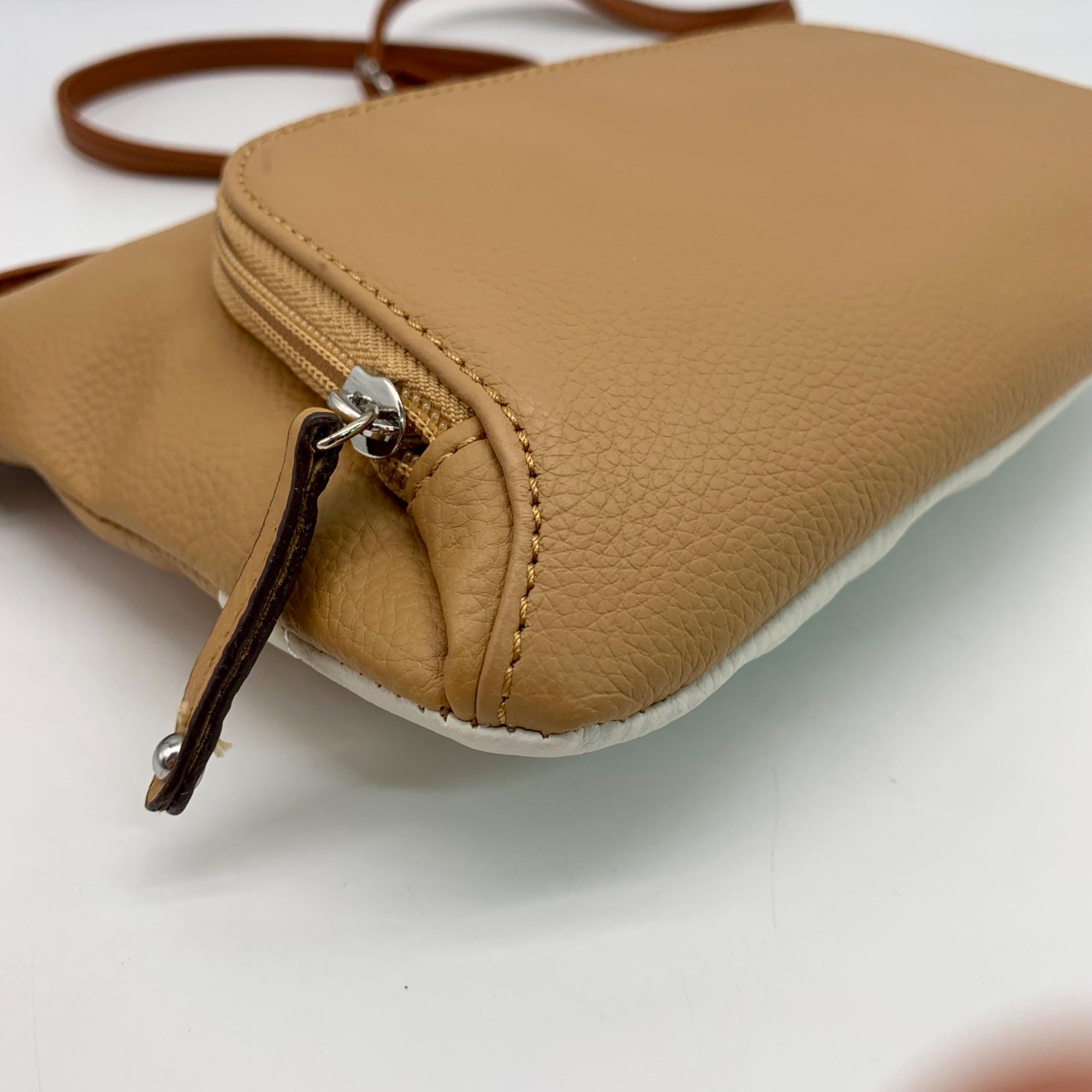 Tignanello Honey/White Leather Perfect Pockets Slim Crossbody