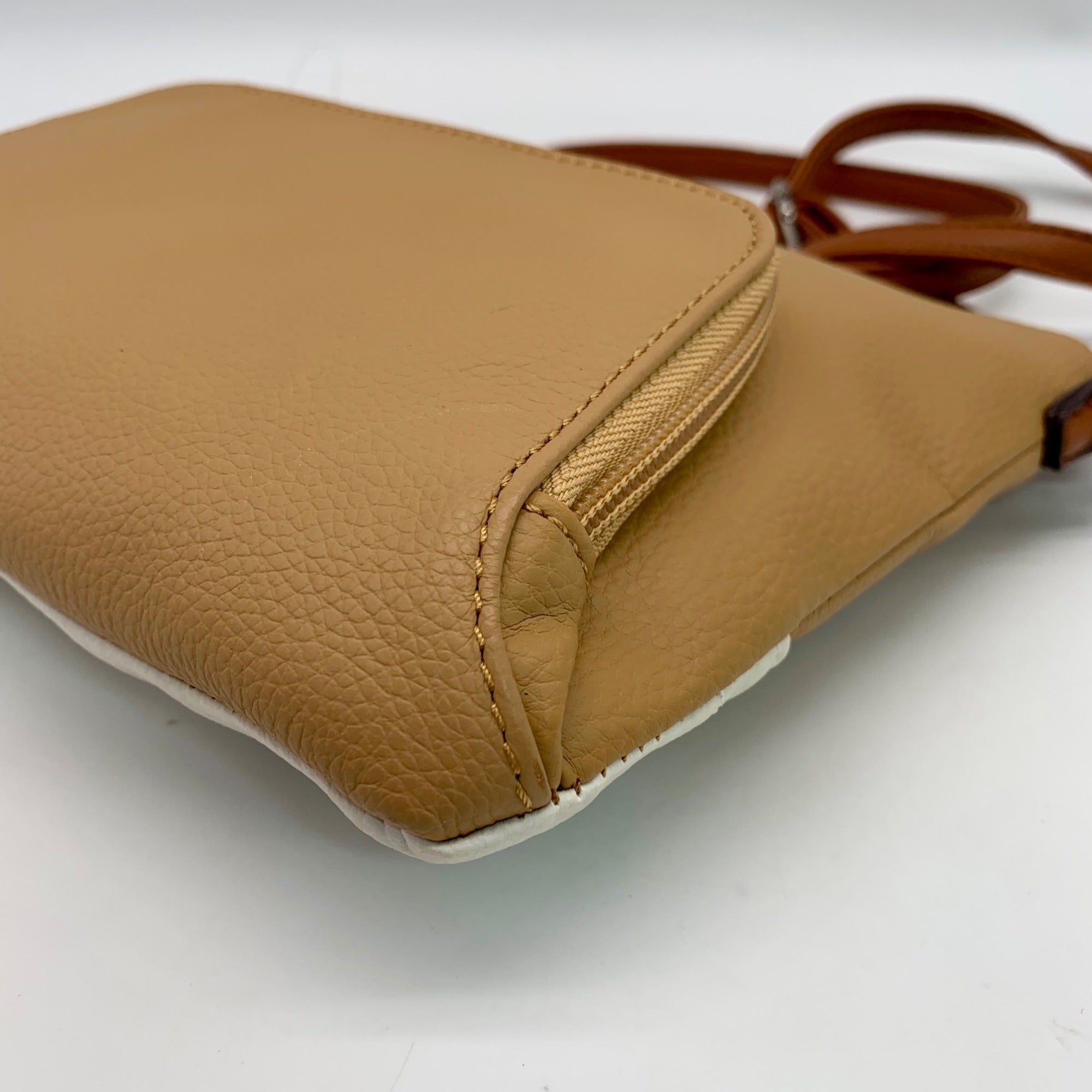 Tignanello Honey/White Leather Perfect Pockets Slim Crossbody