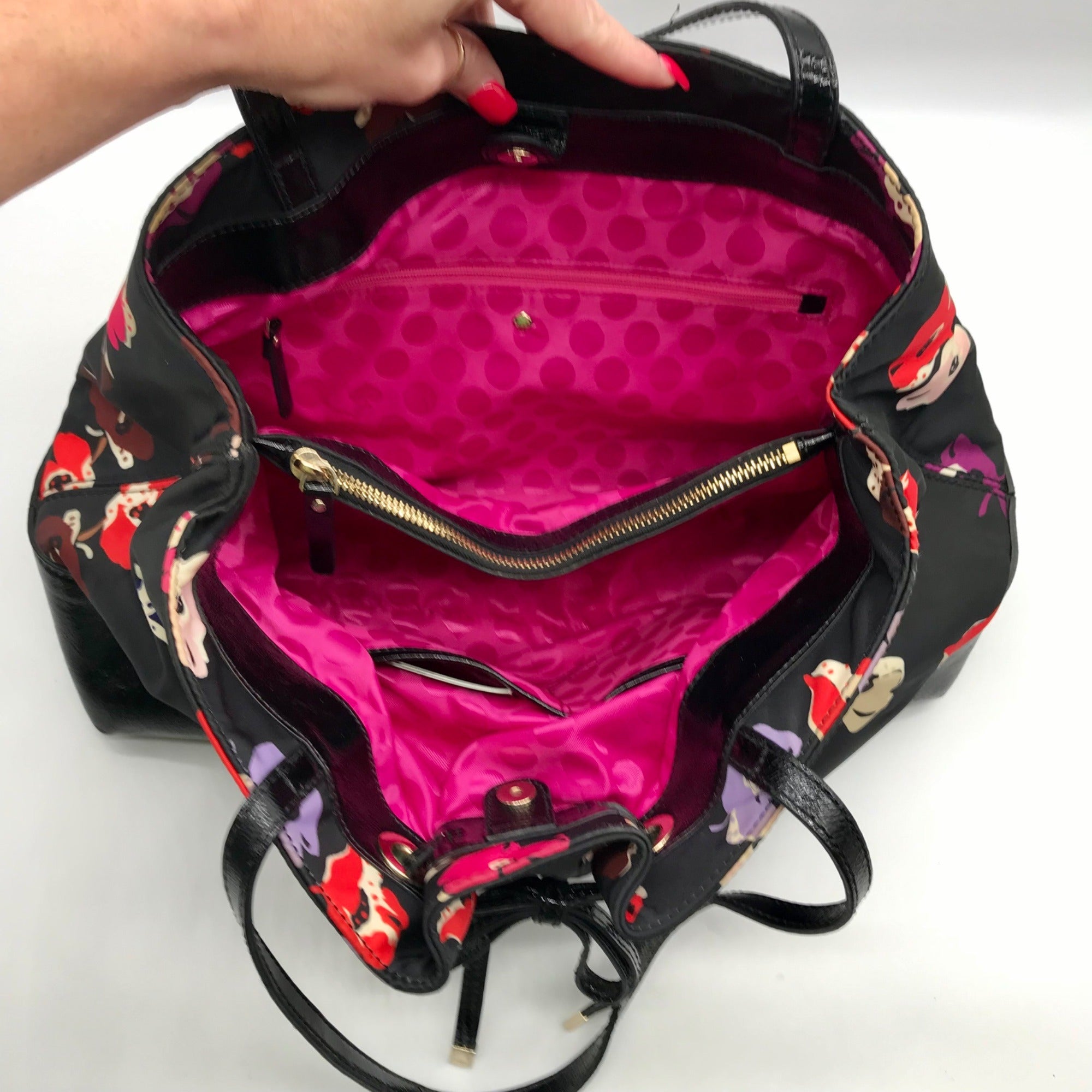 Kate Spade Black Nylon Floral Poppy Print Tote bag