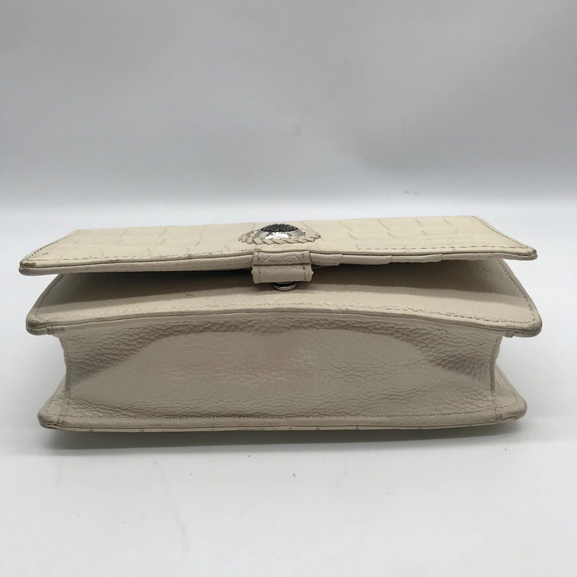 Brighton Cream Croc-Embossed Organizer Crossbody Bag