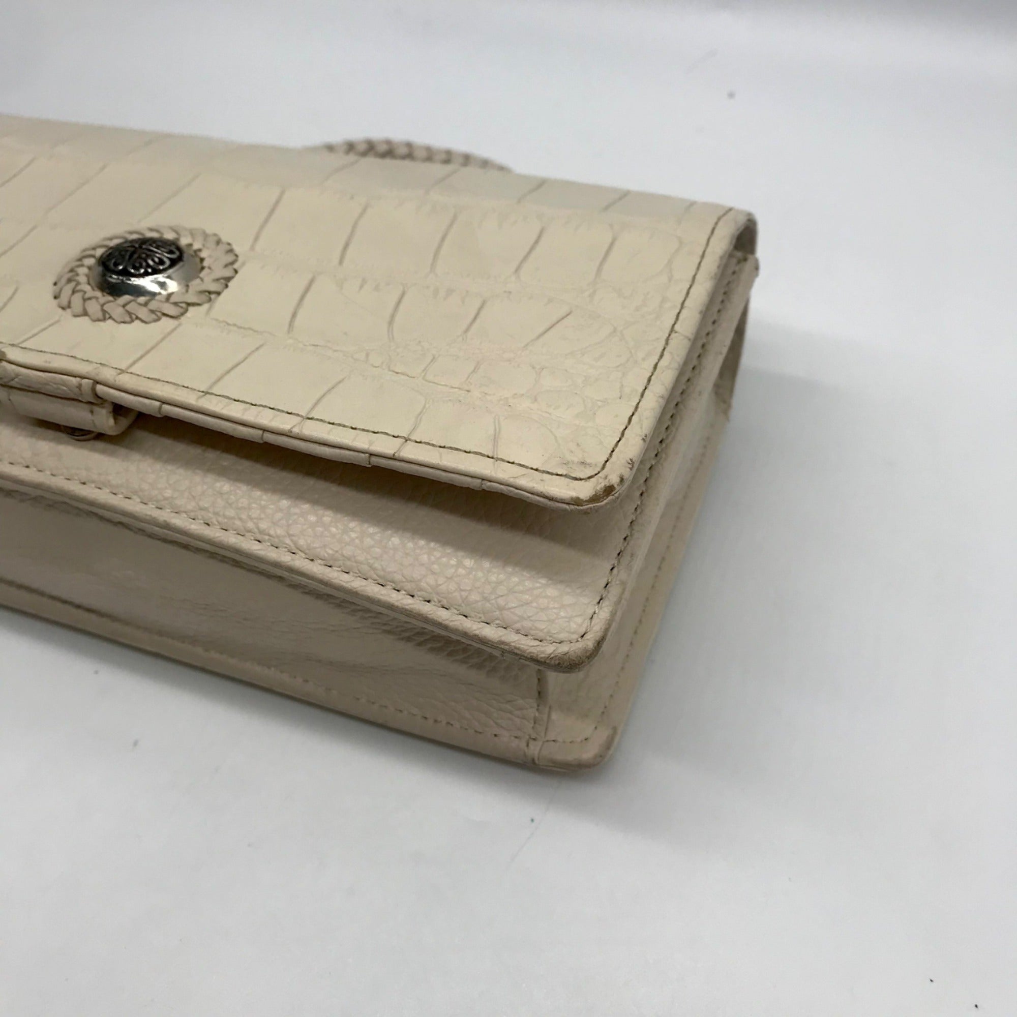 Brighton Cream Croc-Embossed Organizer Crossbody Bag