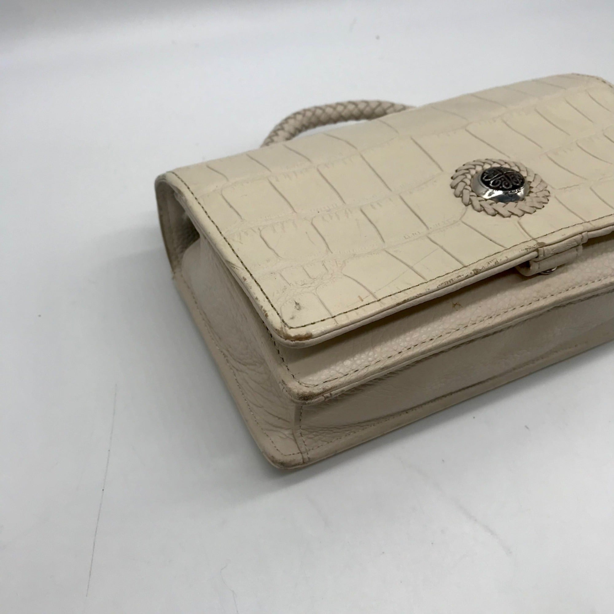 Brighton Cream Croc-Embossed Organizer Crossbody Bag
