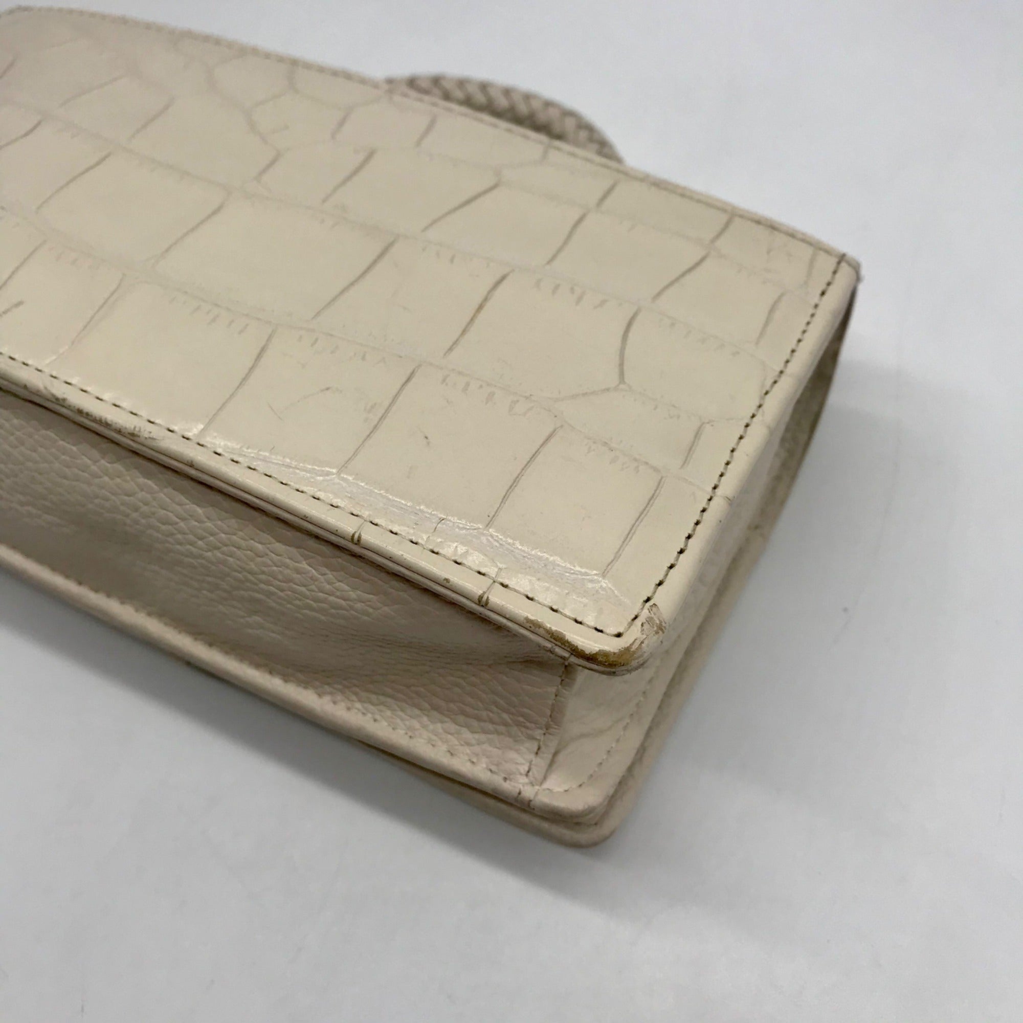Brighton Cream Croc-Embossed Organizer Crossbody Bag