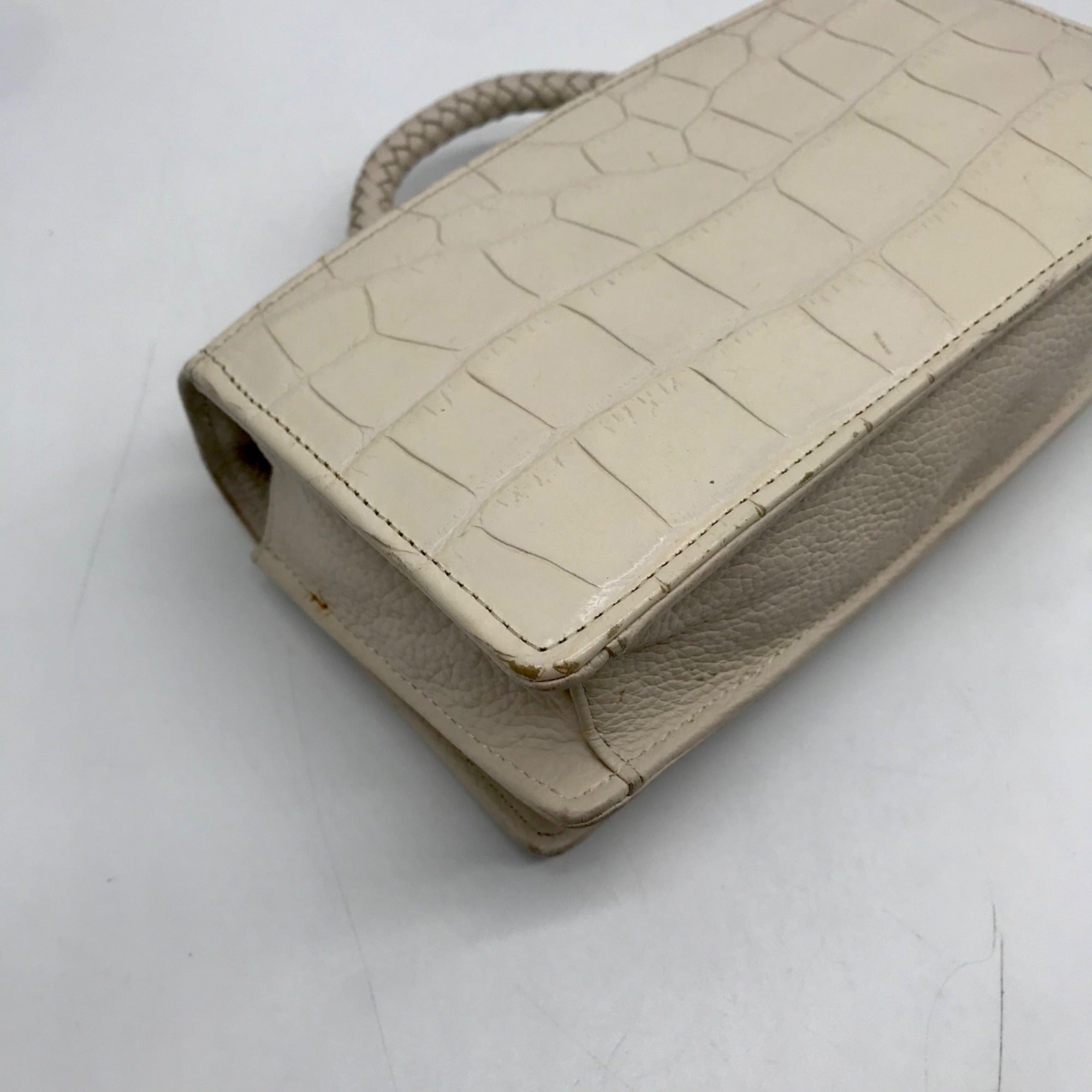 Brighton Cream Croc-Embossed Organizer Crossbody Bag