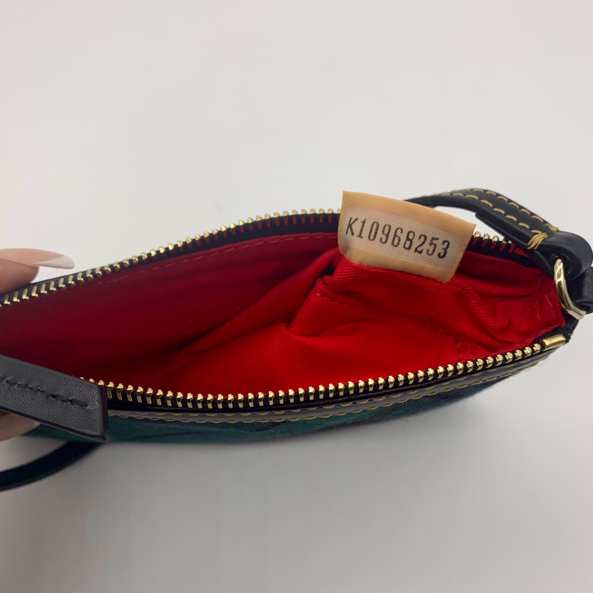 Dooney &amp; Bourke Navy &amp; Green Fabric Plaid Wristlet