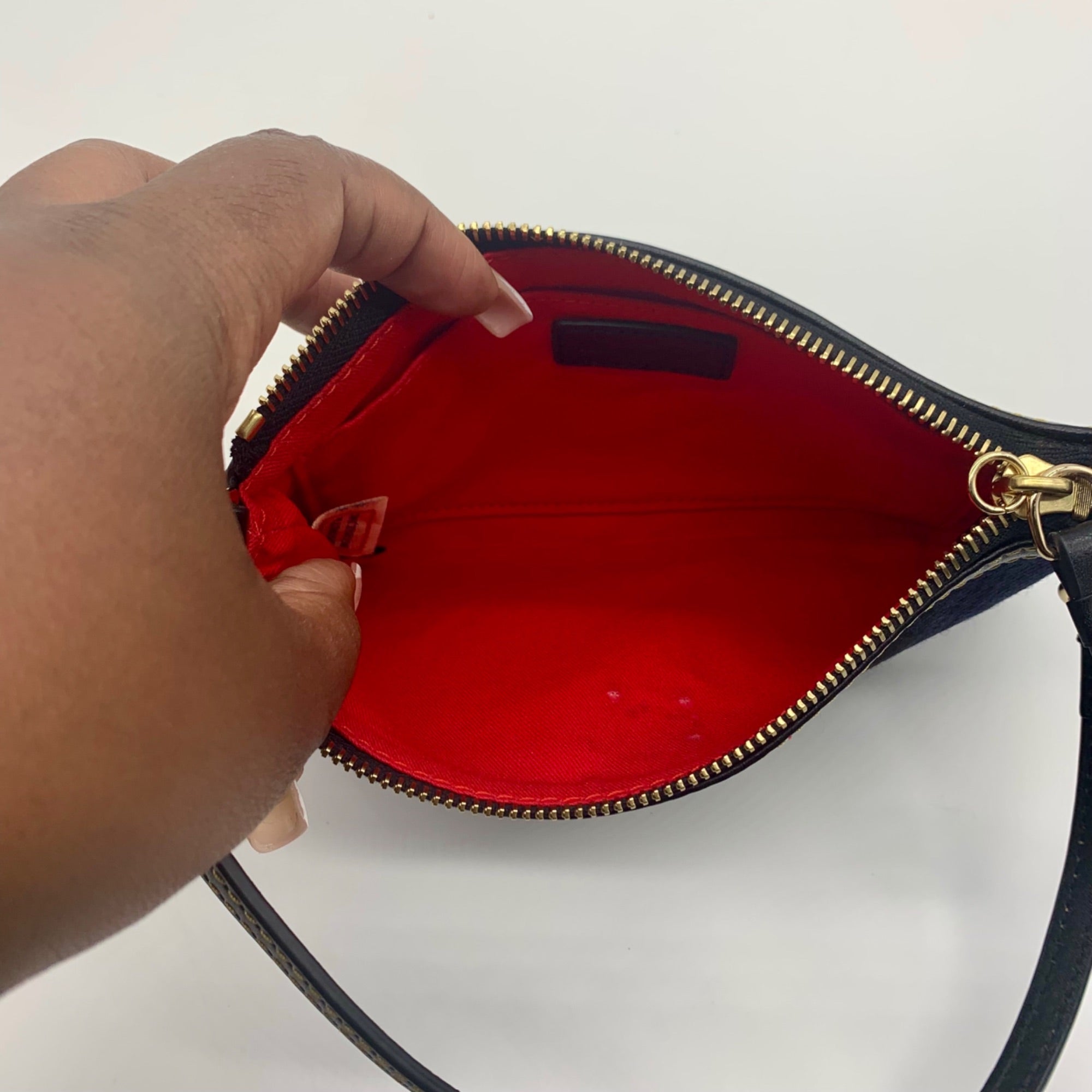 Dooney &amp; Bourke Navy &amp; Green Fabric Plaid Wristlet