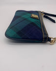 Dooney & Bourke Navy & Green Fabric Plaid Wristlet
