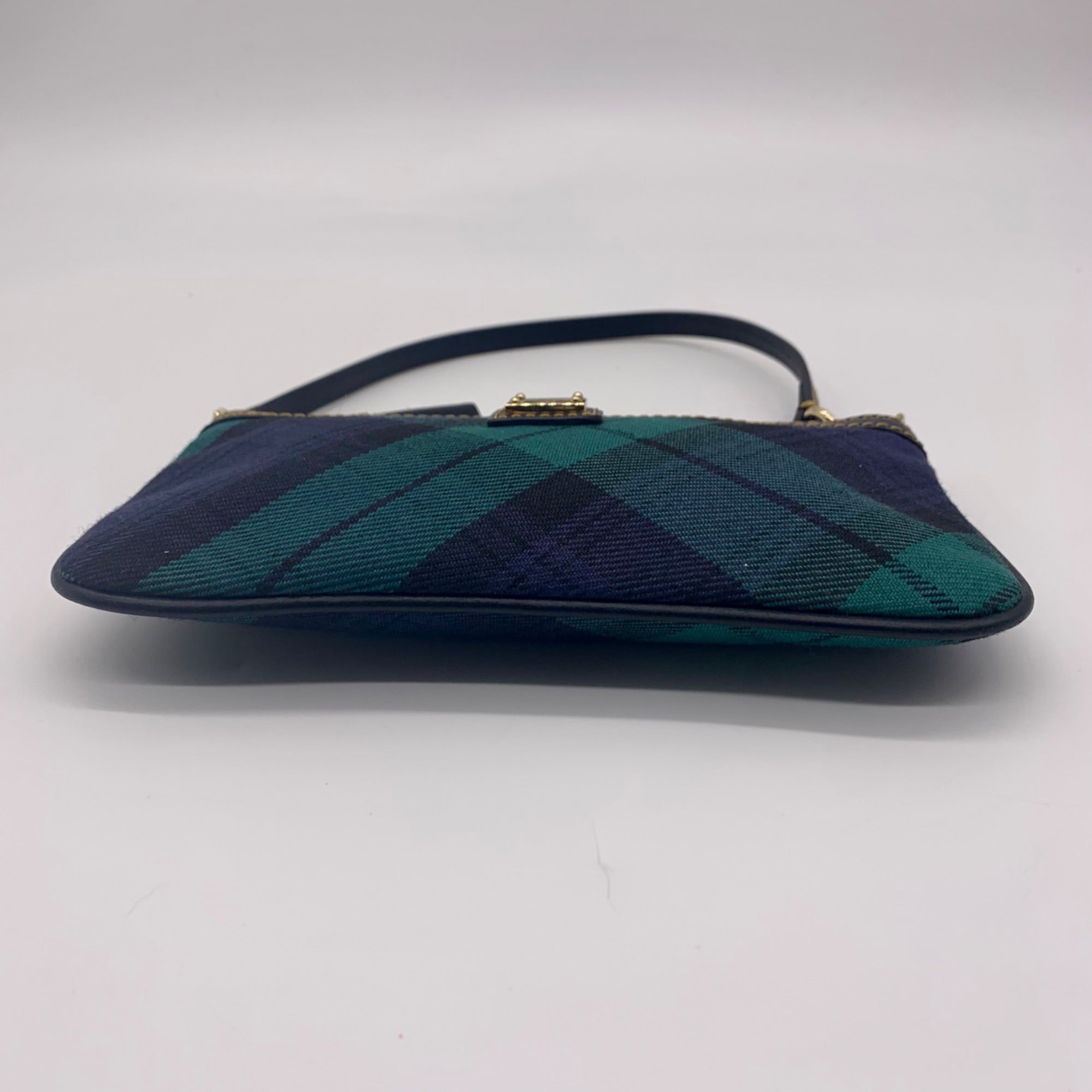 Dooney &amp; Bourke Navy &amp; Green Fabric Plaid Wristlet