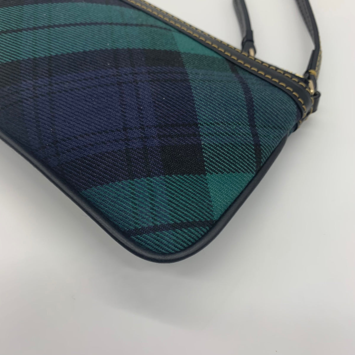 Dooney &amp; Bourke Navy &amp; Green Fabric Plaid Wristlet