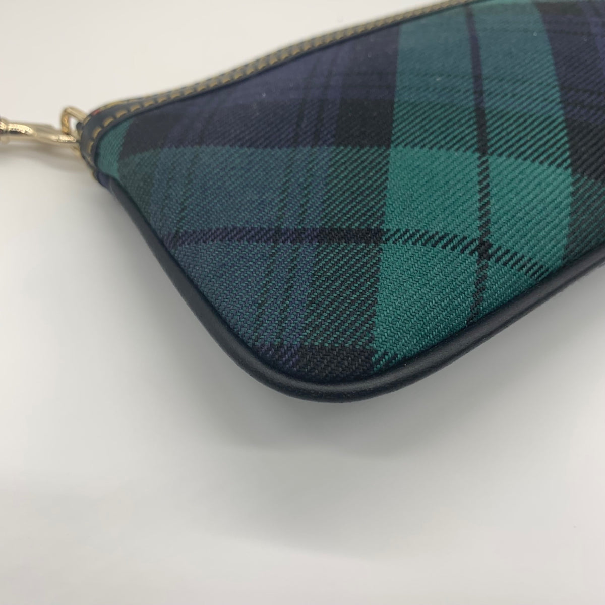 Dooney &amp; Bourke Navy &amp; Green Fabric Plaid Wristlet