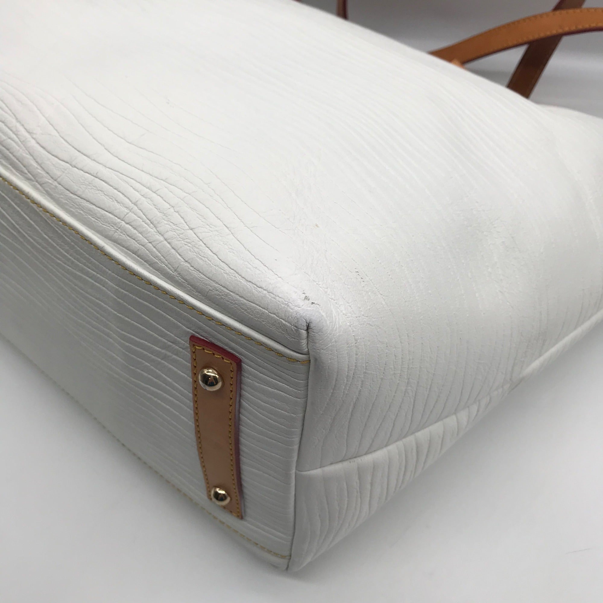 Dooney &amp; Bourke White Leather Grommet Shopper Tote Bag