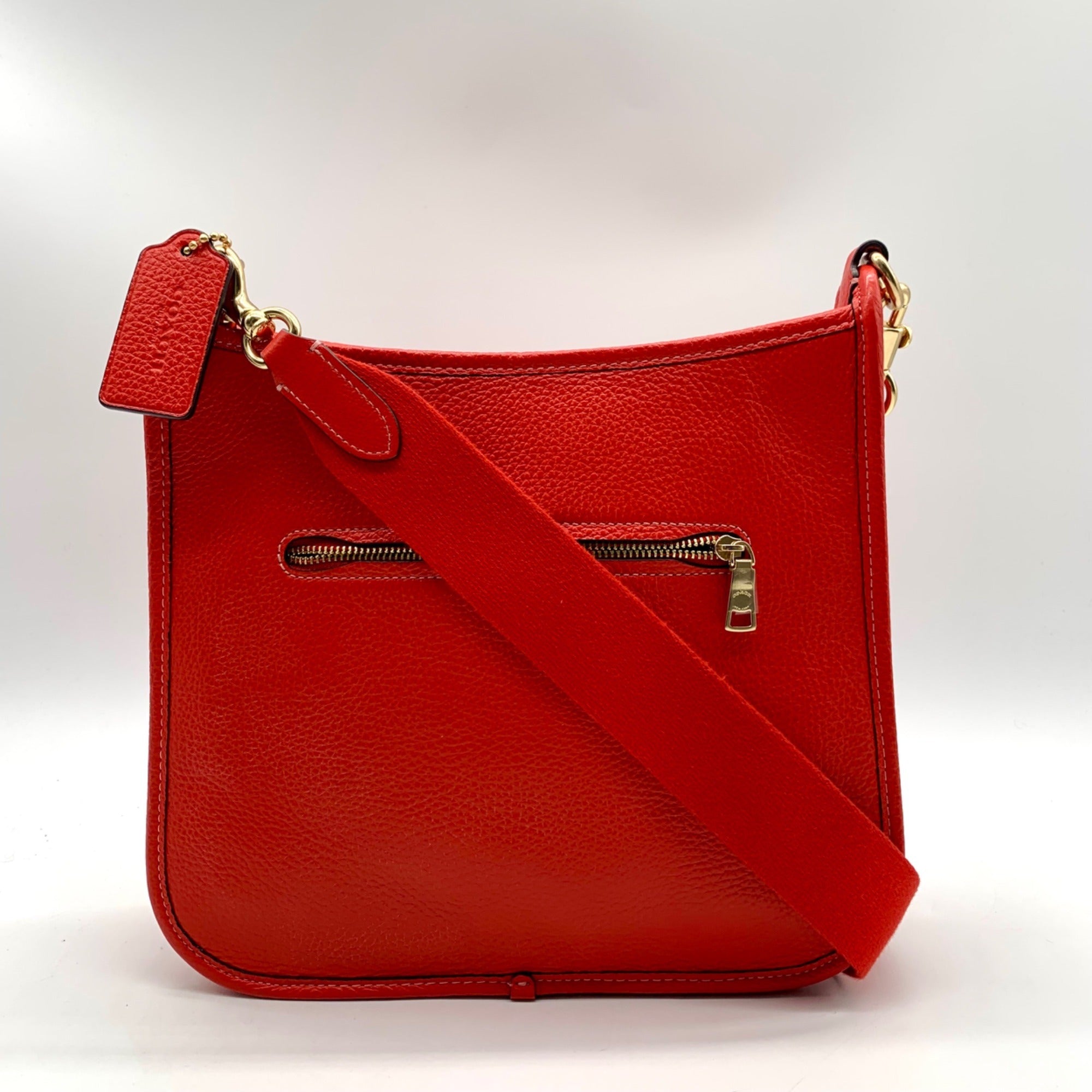 Coach Red Pebbled Leather Dempsey File Bag-CA290