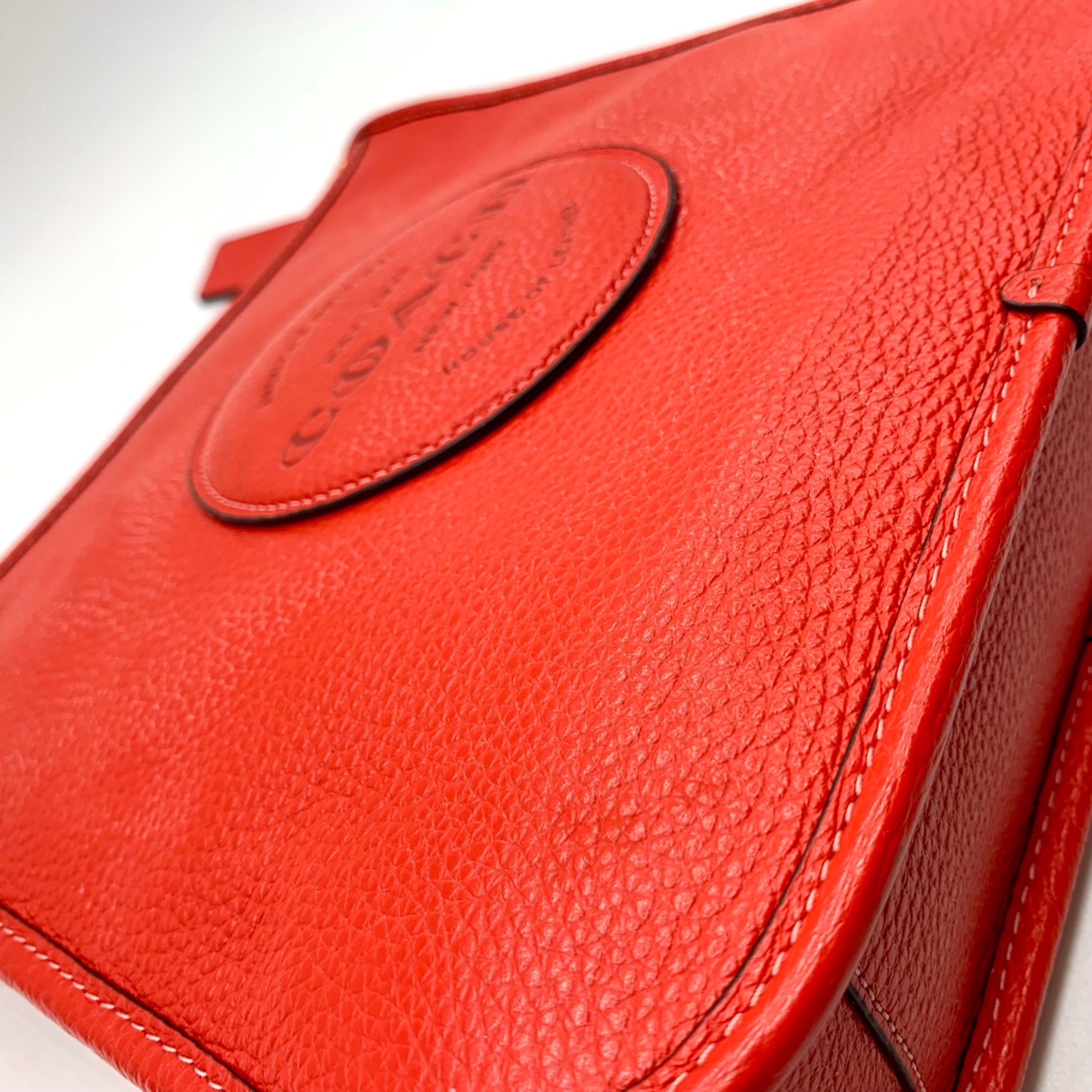 Coach Red Pebbled Leather Dempsey File Bag-CA290