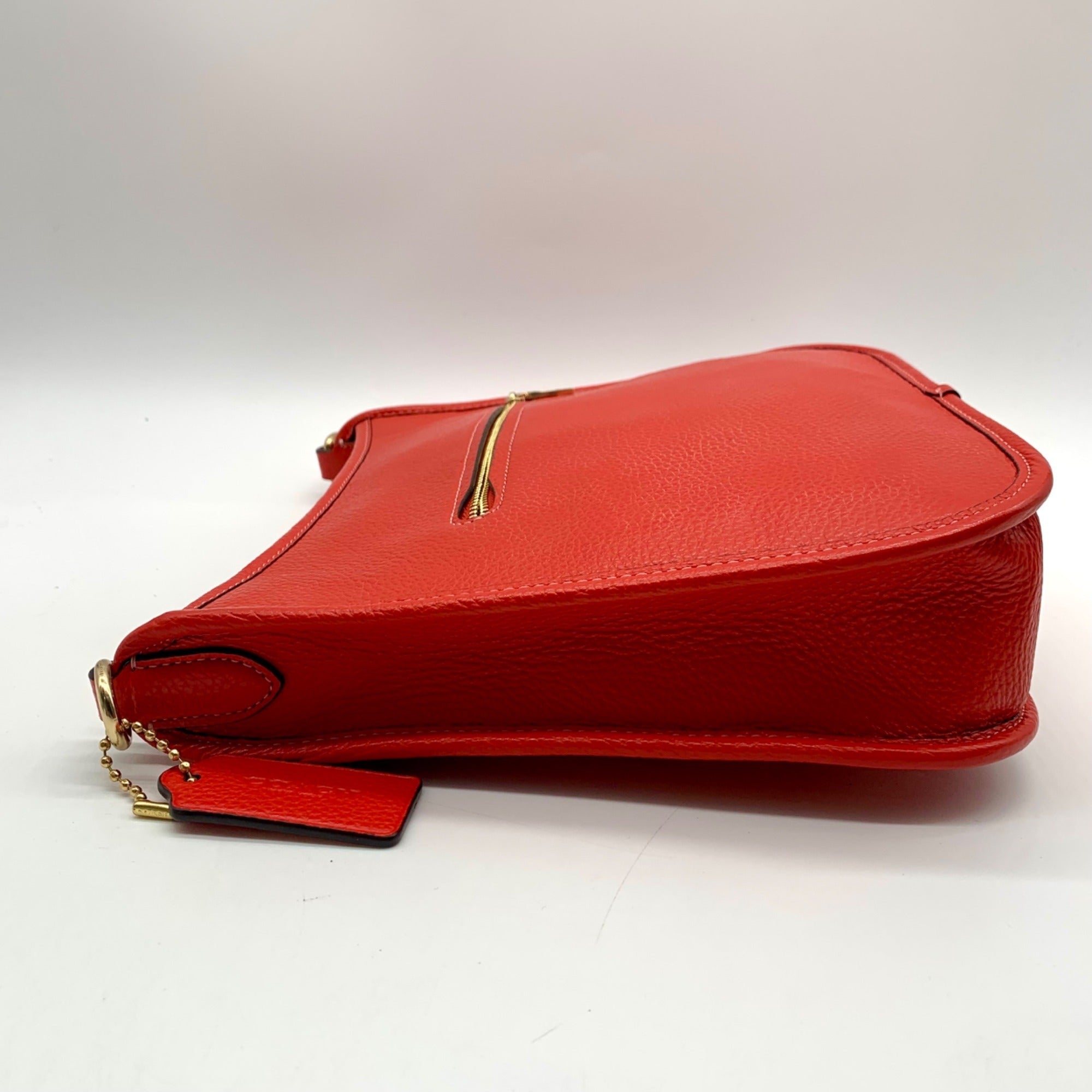 Coach Red Pebbled Leather Dempsey File Bag-CA290
