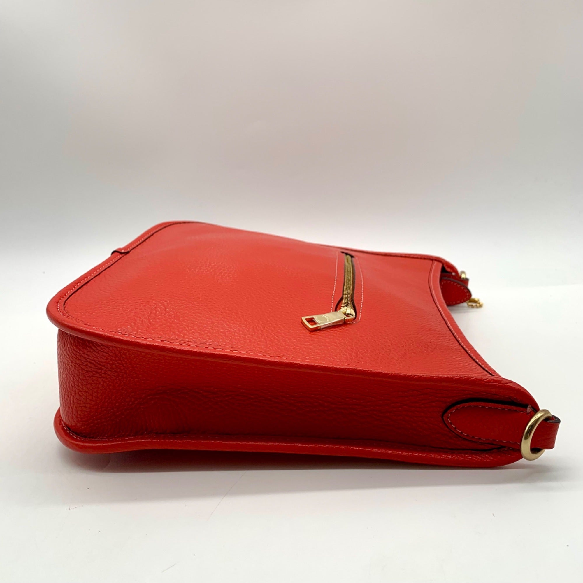 Coach Red Pebbled Leather Dempsey File Bag-CA290