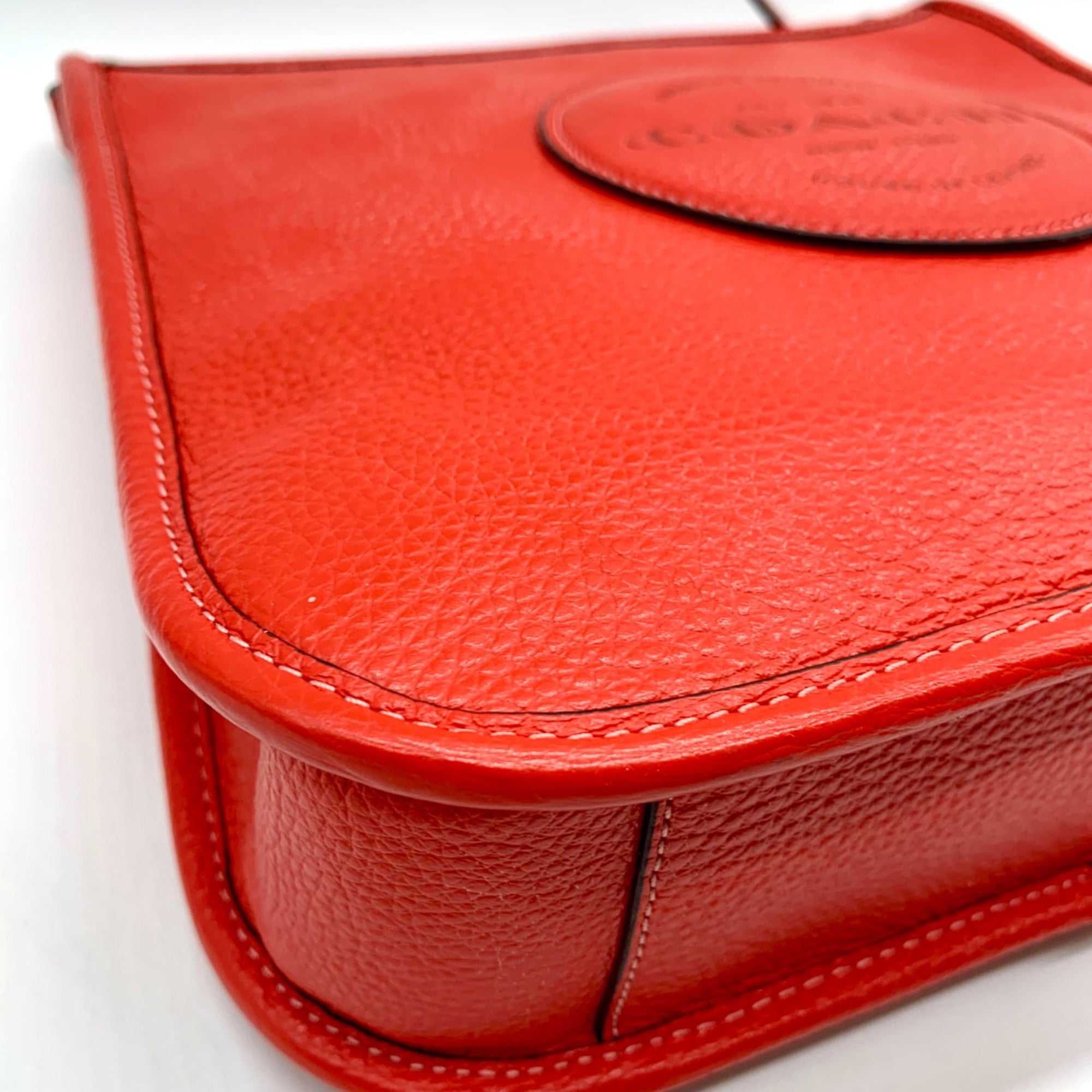 Coach Red Pebbled Leather Dempsey File Bag-CA290