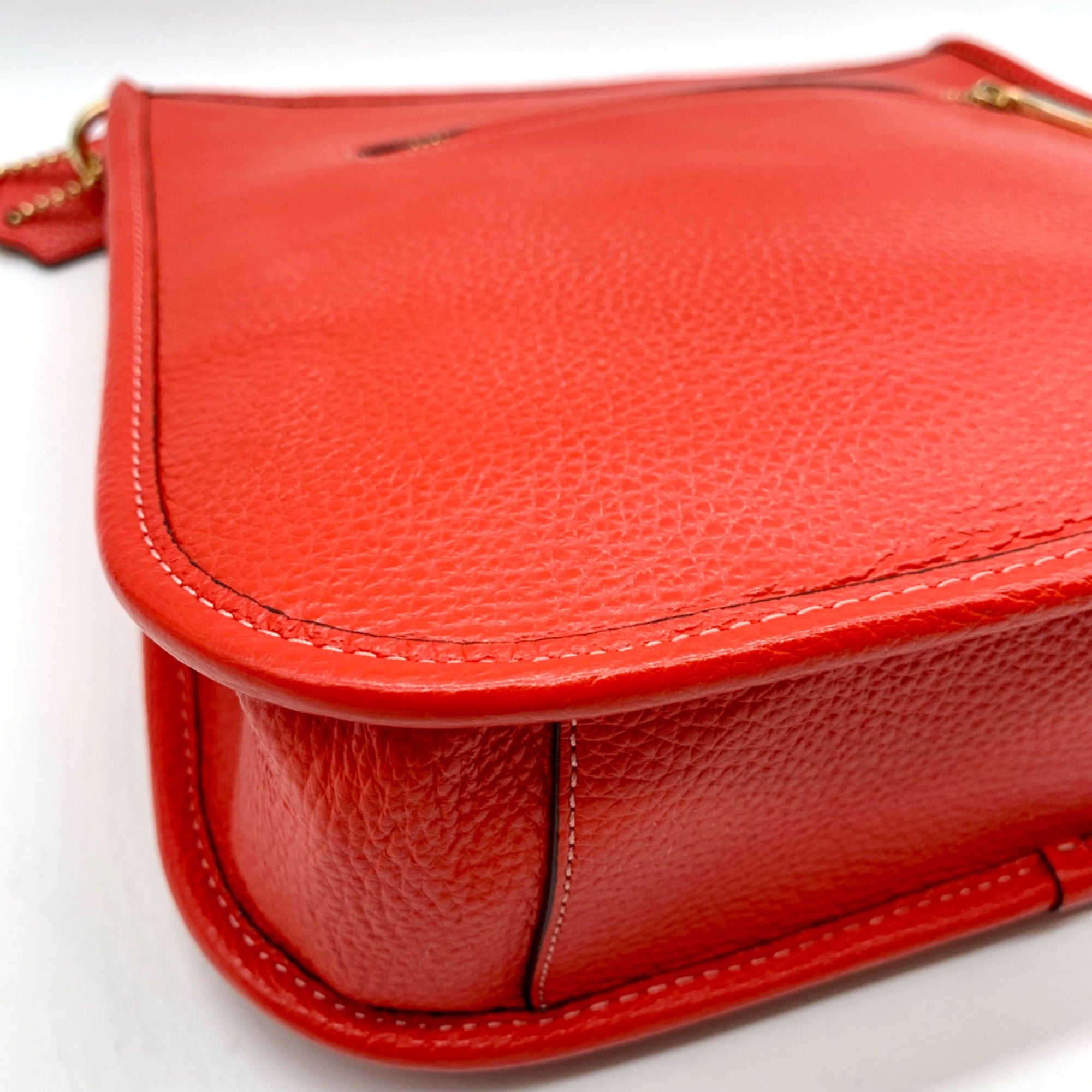Coach Red Pebbled Leather Dempsey File Bag-CA290