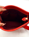 Coach Red Pebbled Leather Dempsey File Bag-CA290