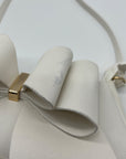 Like Dreams Off-White Bow Baguette Shoulder Bag