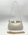 Like Dreams Off-White Bow Baguette Shoulder Bag
