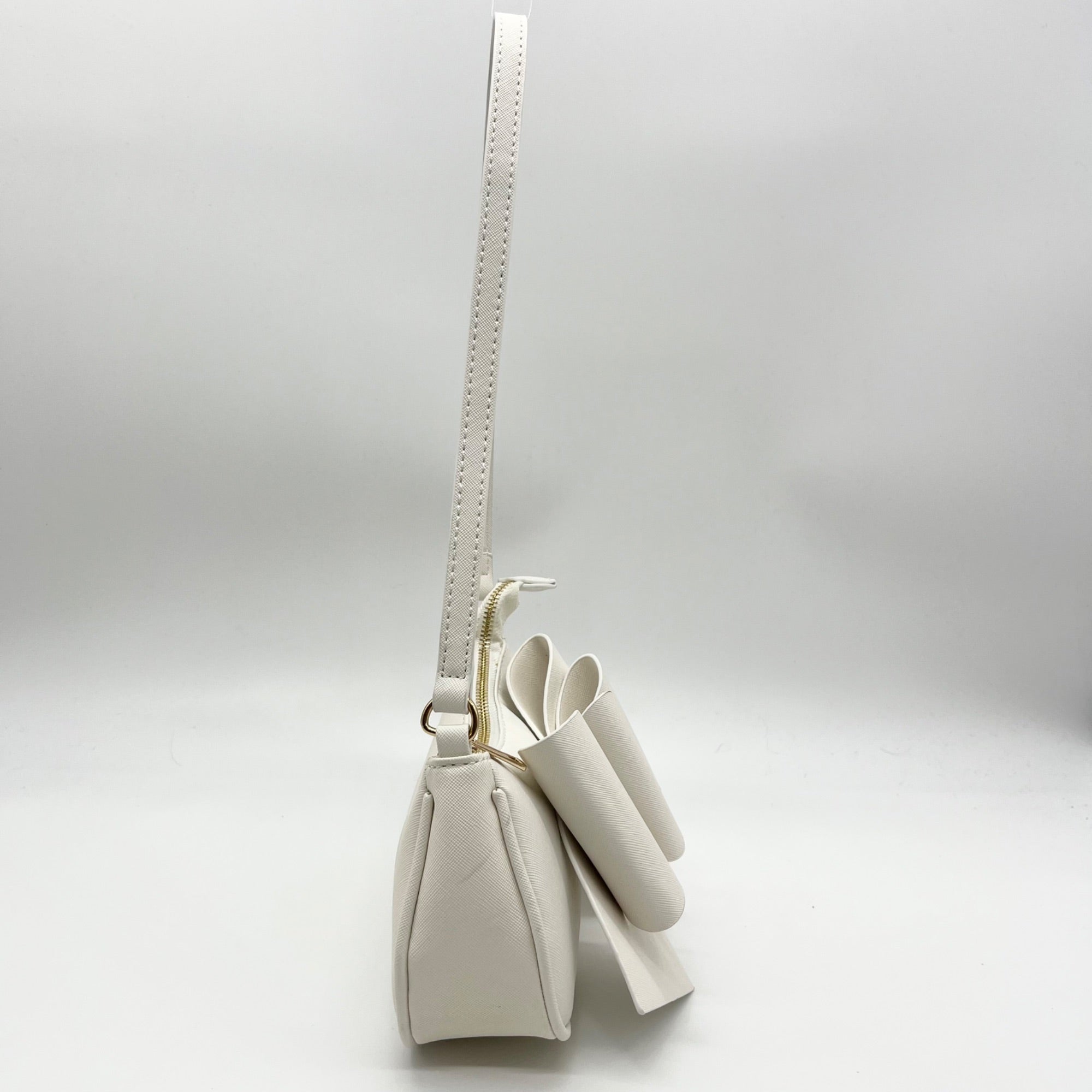 Like Dreams Off-White Bow Baguette Shoulder Bag