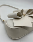 Like Dreams Off-White Bow Baguette Shoulder Bag