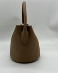 Bostanten Taupe Faux Pebbled Leather Bucket Bag