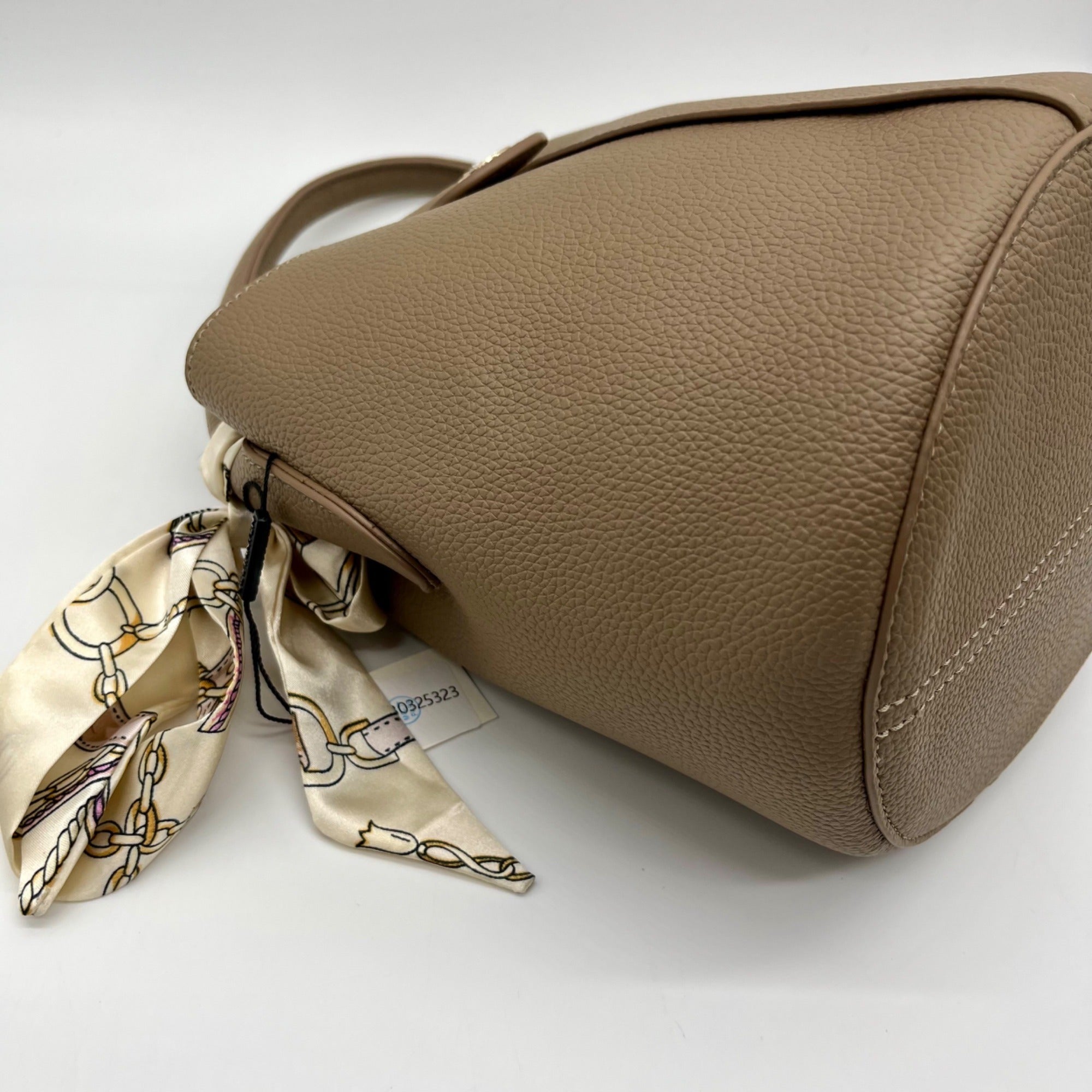 Bostanten Taupe Faux Pebbled Leather Bucket Bag