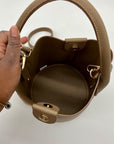 Bostanten Taupe Faux Pebbled Leather Bucket Bag