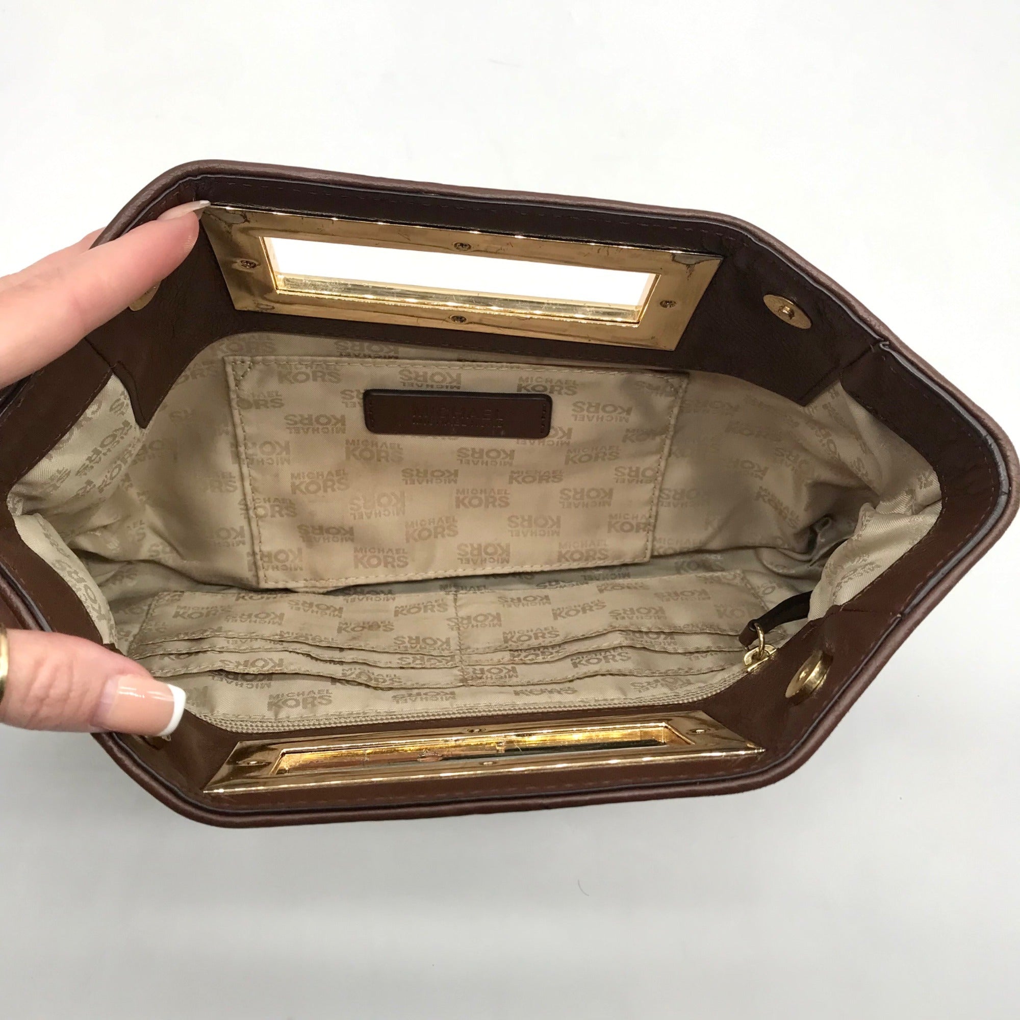 Michael Kors Beige Woven Raffia Rectangle Clutch