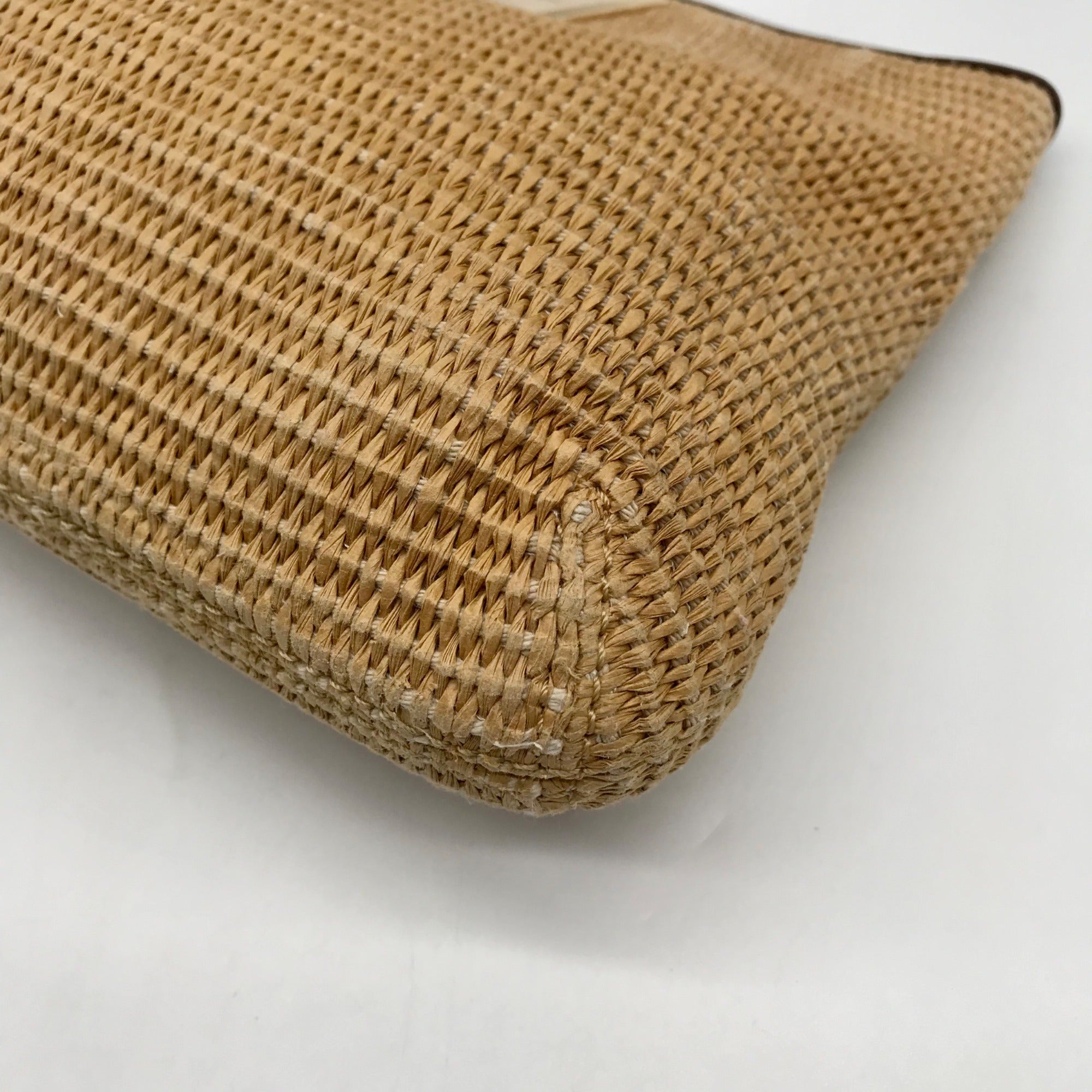 Michael Kors Beige Woven Raffia Rectangle Clutch