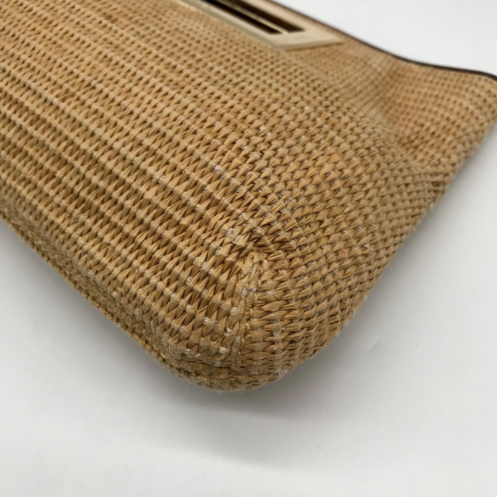 Michael Kors Beige Woven Raffia Rectangle Clutch