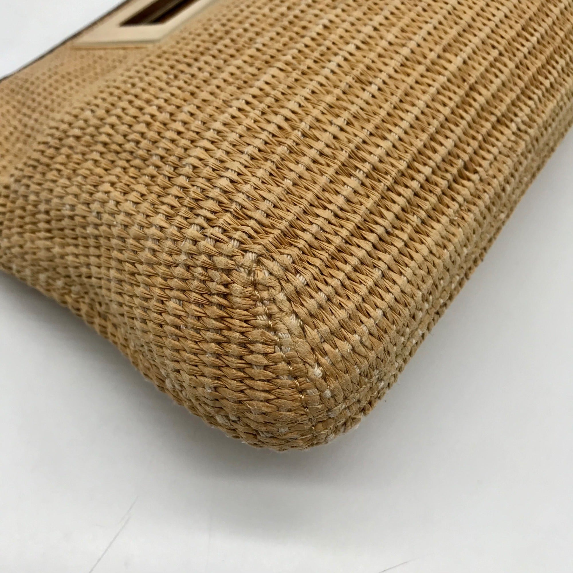 Michael Kors Beige Woven Raffia Rectangle Clutch