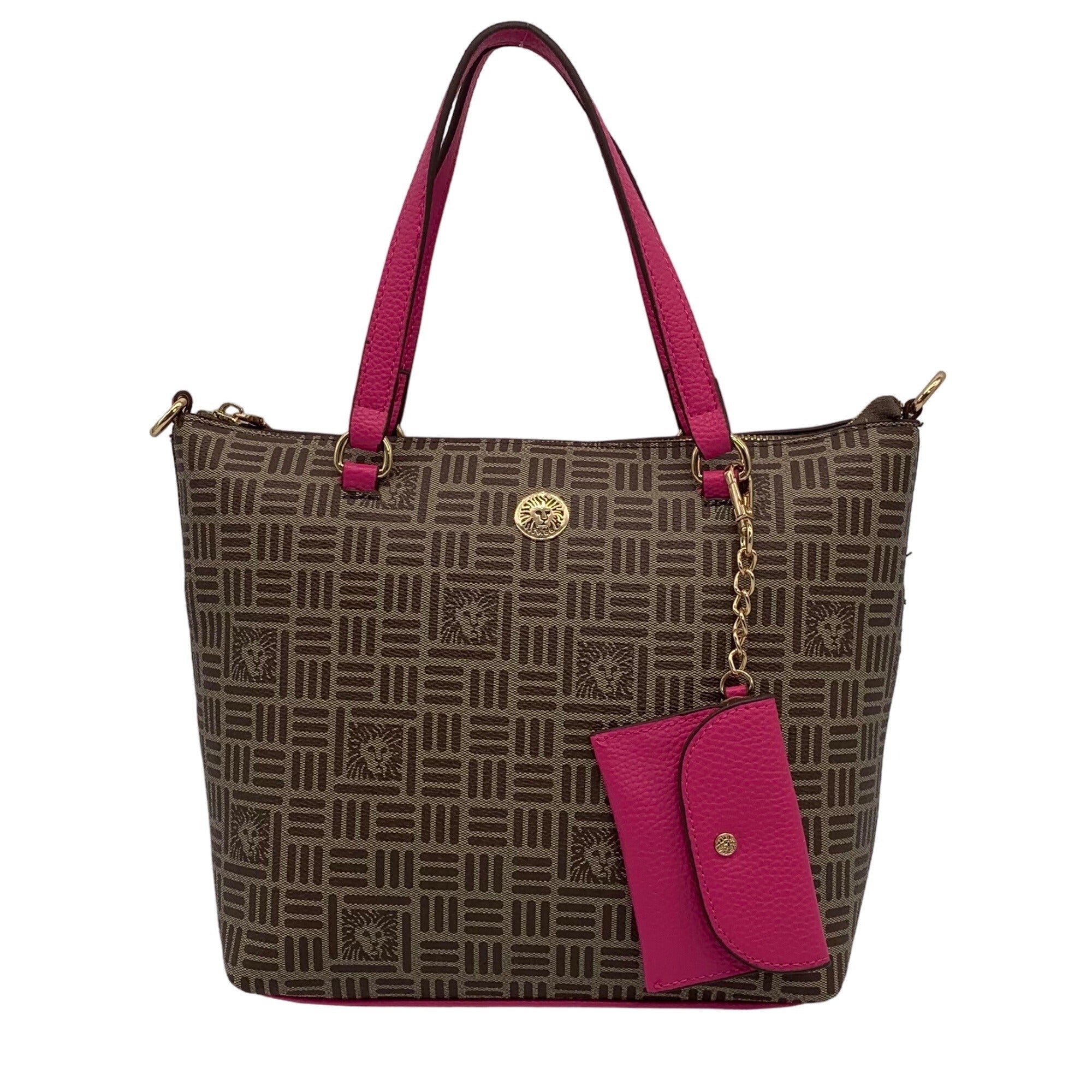 Anne Klein Alex Varsity Tan and Pink Tote Bag