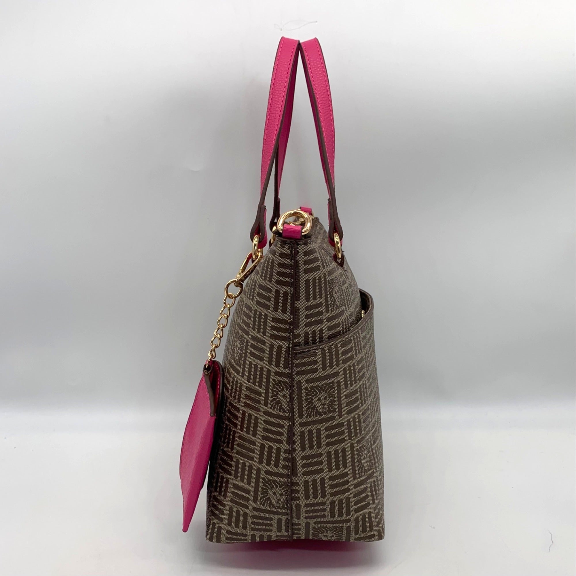 Anne Klein Alex Varsity Tan and Pink Tote Bag