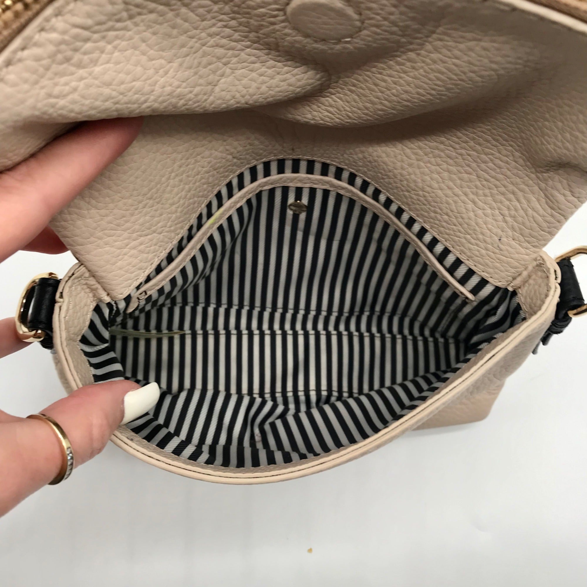 Kate Spade Light Pink And Beige Pebbled Leather Harlyn Jackson Street Crossbody