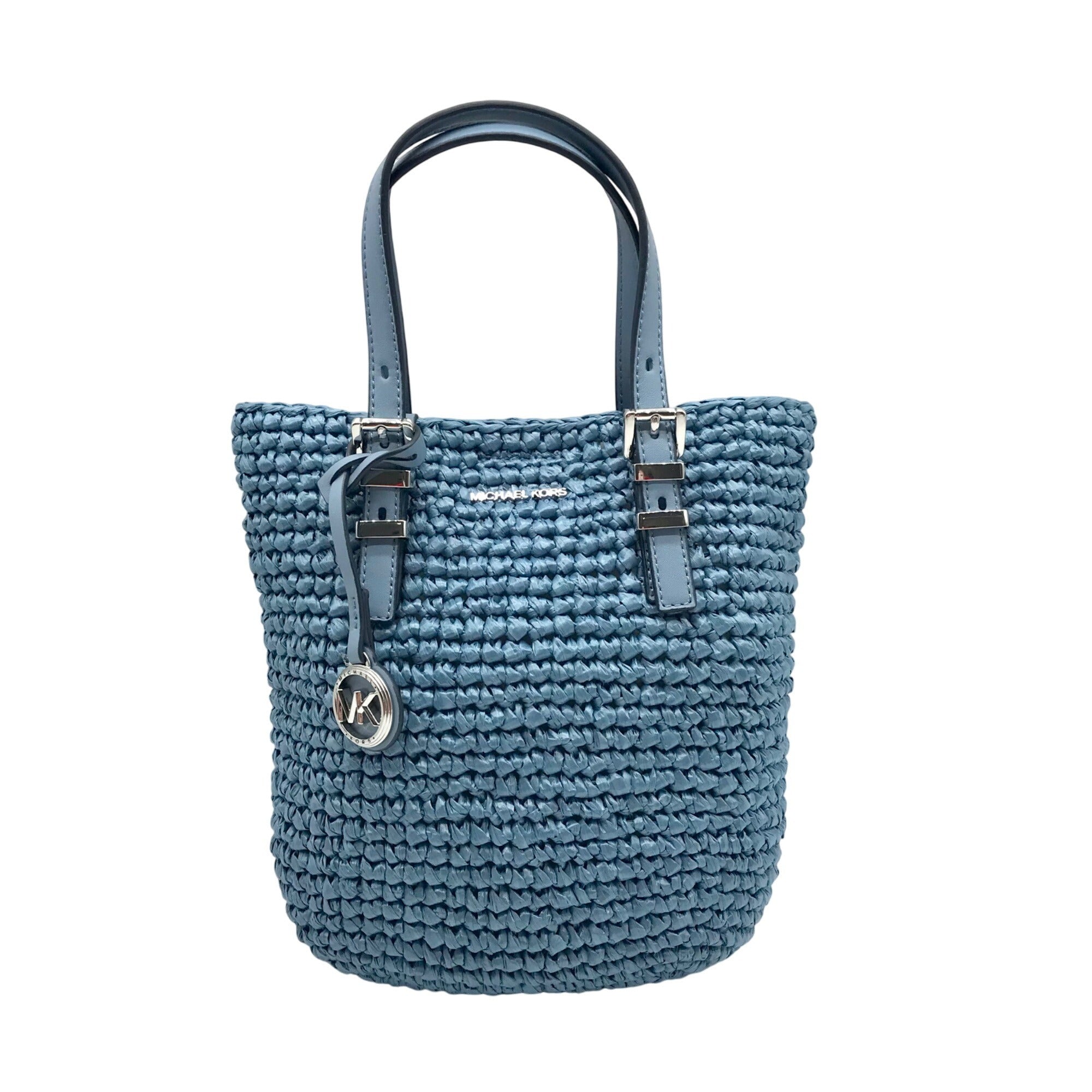 Michael Kors Chambray Blue Quinn Hand-Crocheted Crossbody Tote Bag