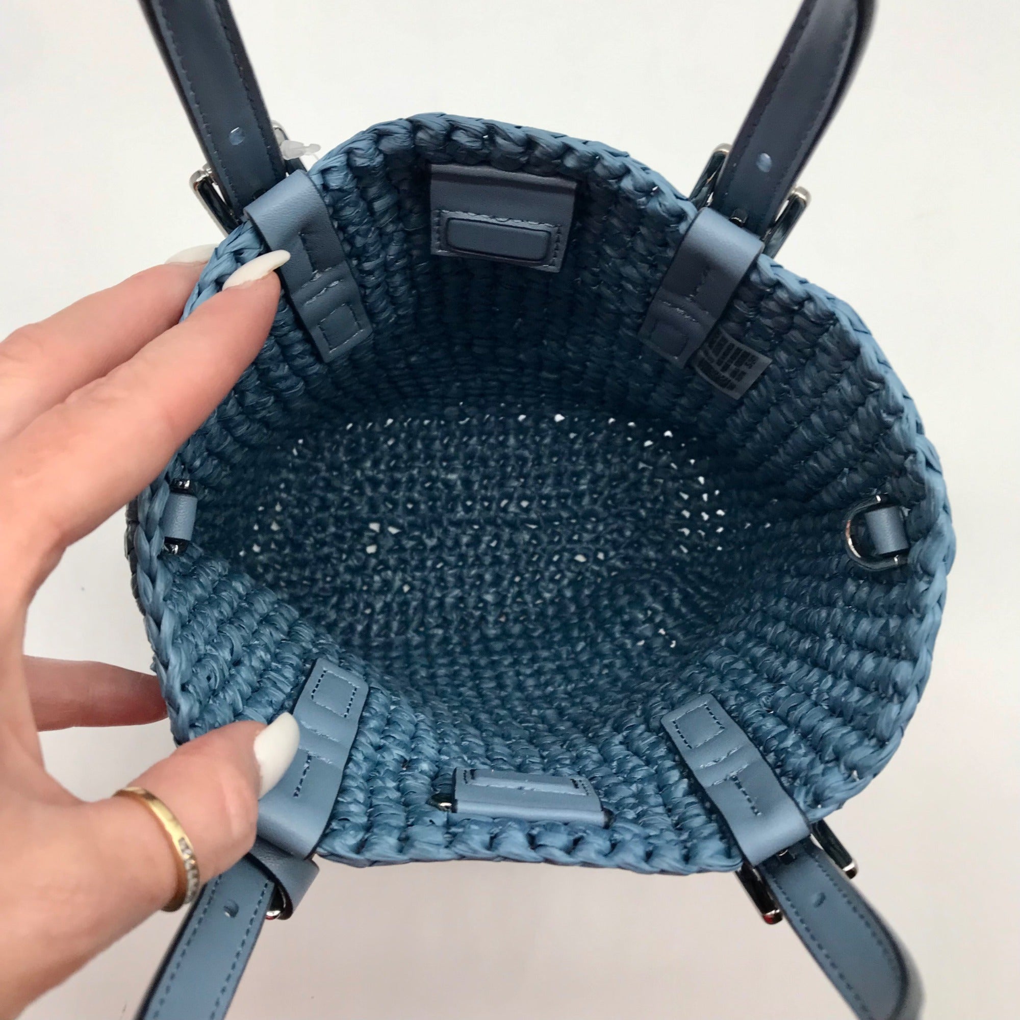 Michael Kors Chambray Blue Quinn Hand-Crocheted Crossbody Tote Bag